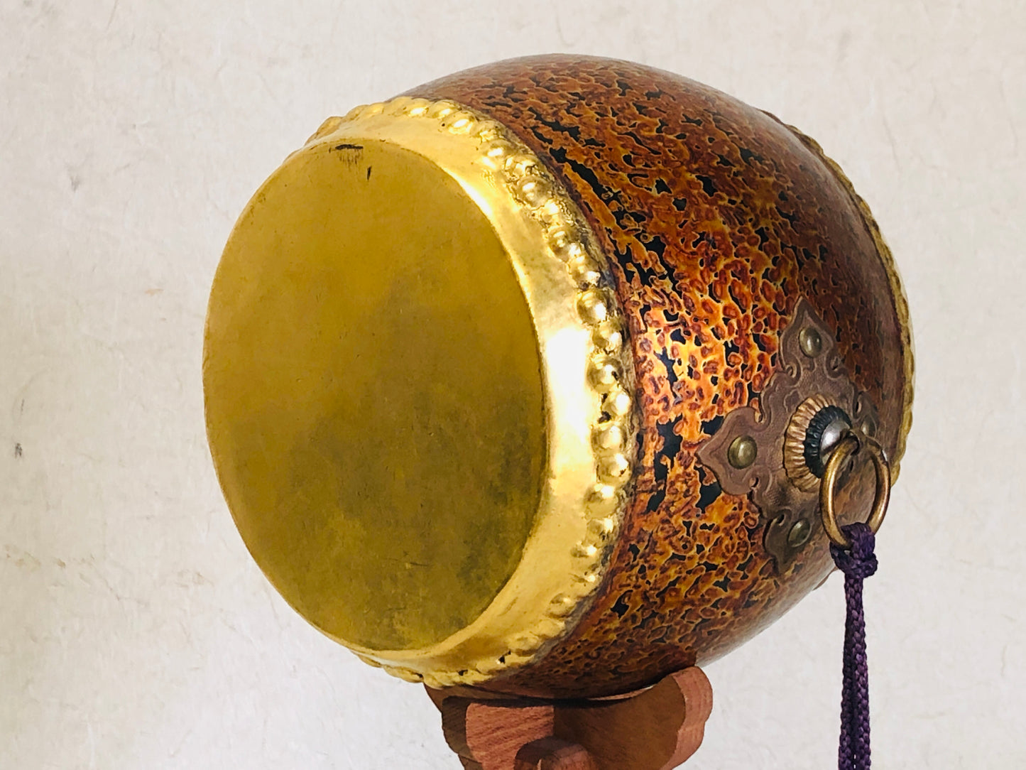 Y3076 TAIKO Drum Wakasa Lacquer stand figurine Japanese vintage antique interior