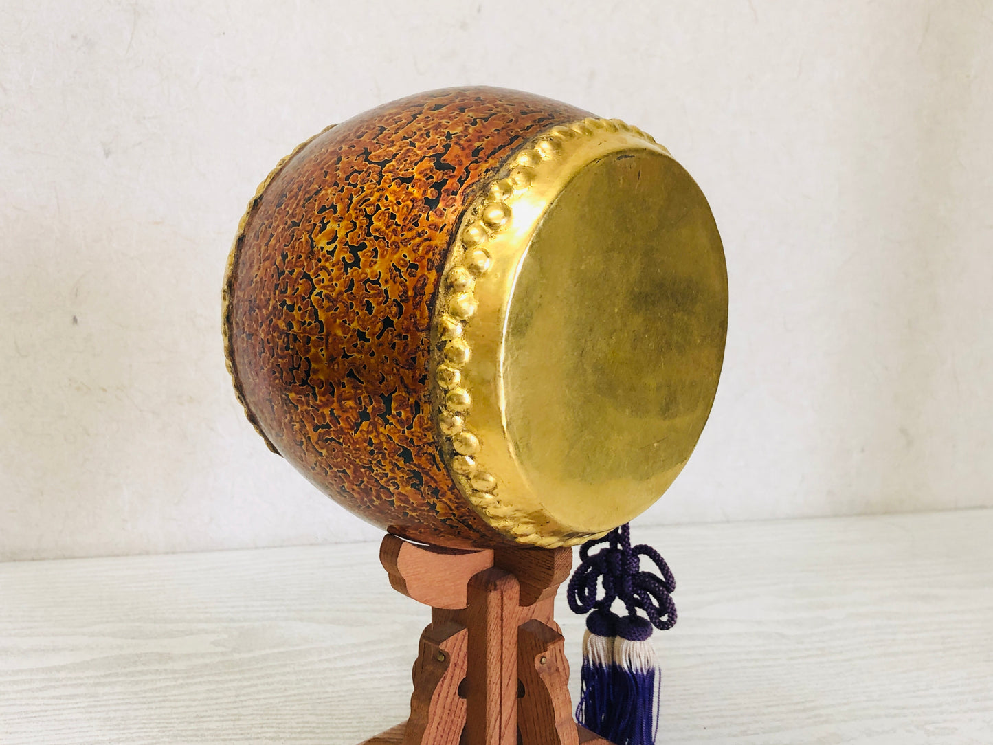 Y3076 TAIKO Drum Wakasa Lacquer stand figurine Japanese vintage antique interior