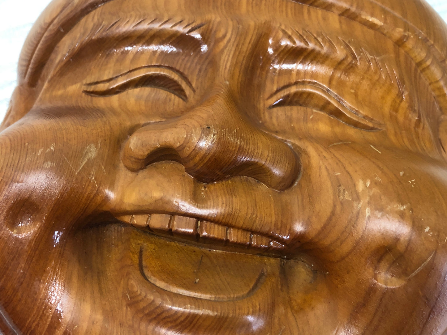 Y3111 MASK wood carving Ebisu Daikoku Japan vintage antique dance drama men omen