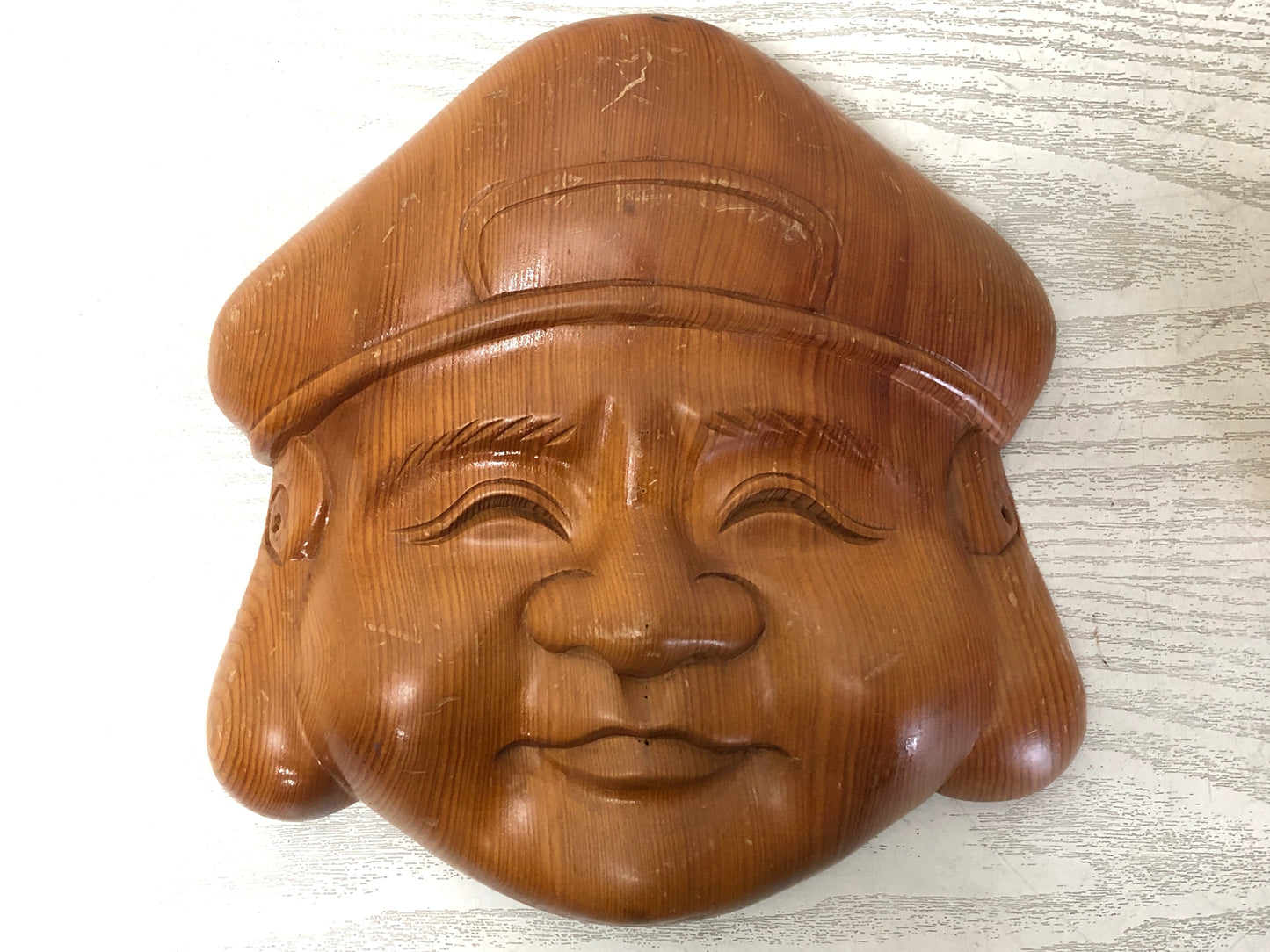 Y3111 MASK wood carving Ebisu Daikoku Japan vintage antique dance drama men omen