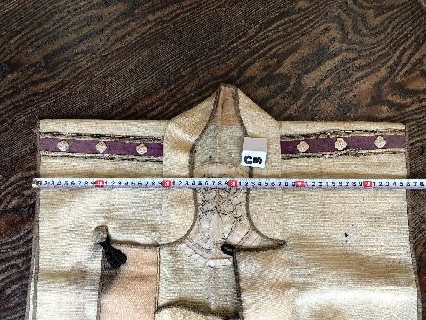 Y3145 JINBAORI Samurai Vest family crest embroidery Sengoku period Japan antique