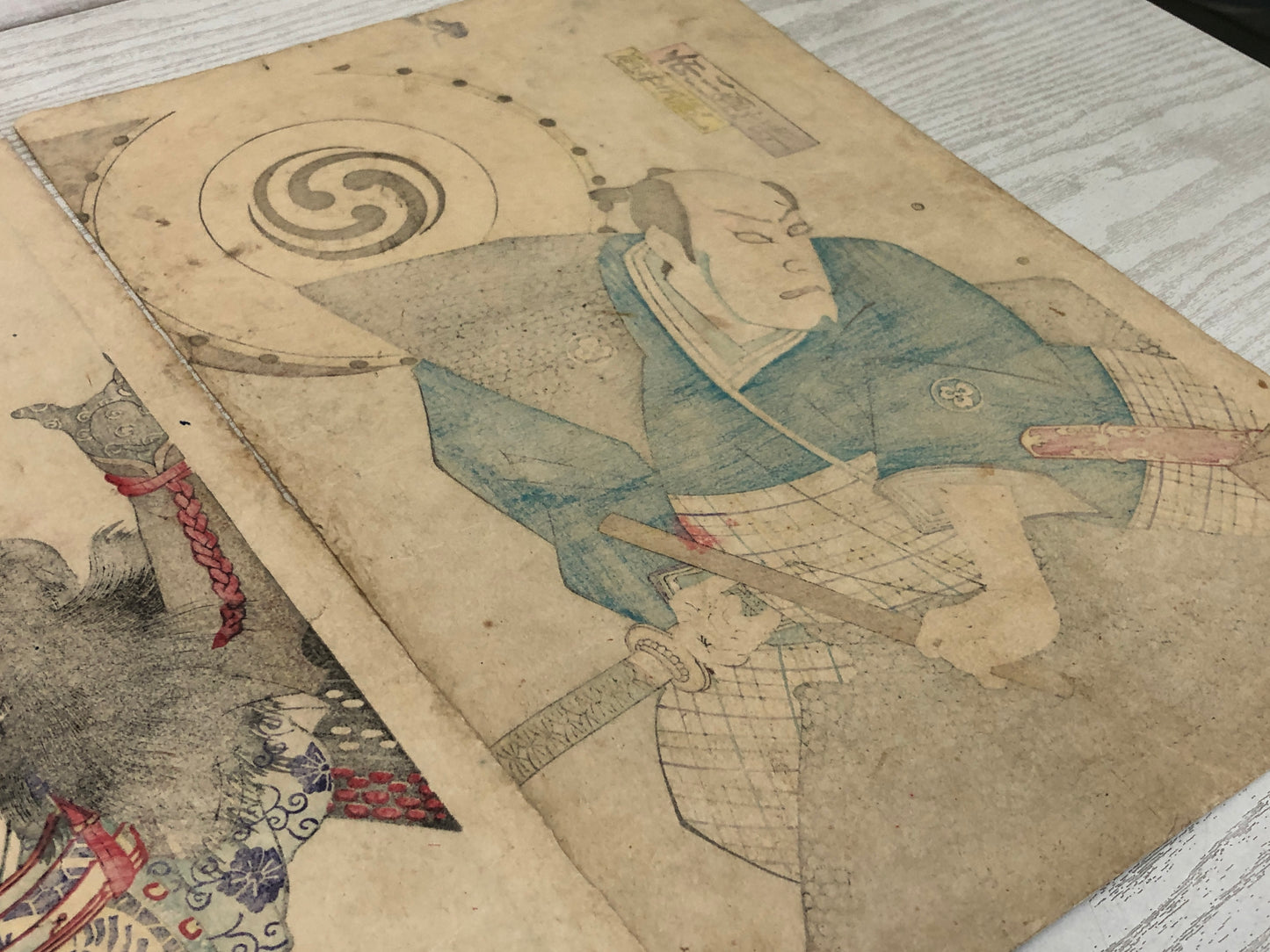 Y3201 WOODBLOCK PRINT Yoshiiku Utagawa actor triptych Japan Ukiyoe vintage art