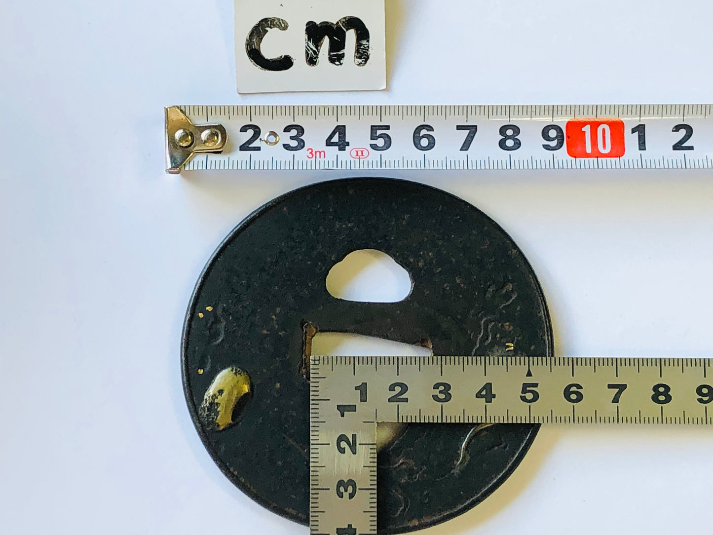 Y3240 TSUBA Iron long sword guard Inlay Japan samurai katana koshirae edo