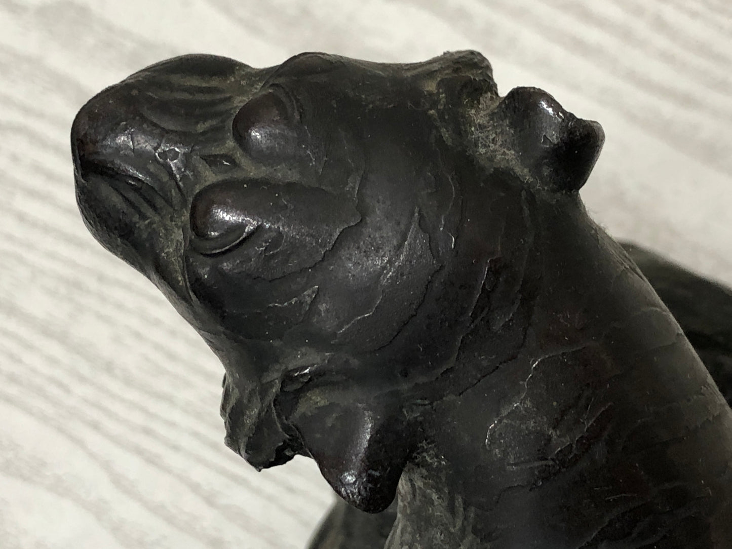 Y3282 OKIMONO Copper Tiger Rock figure figurine Japanese antique interior decor