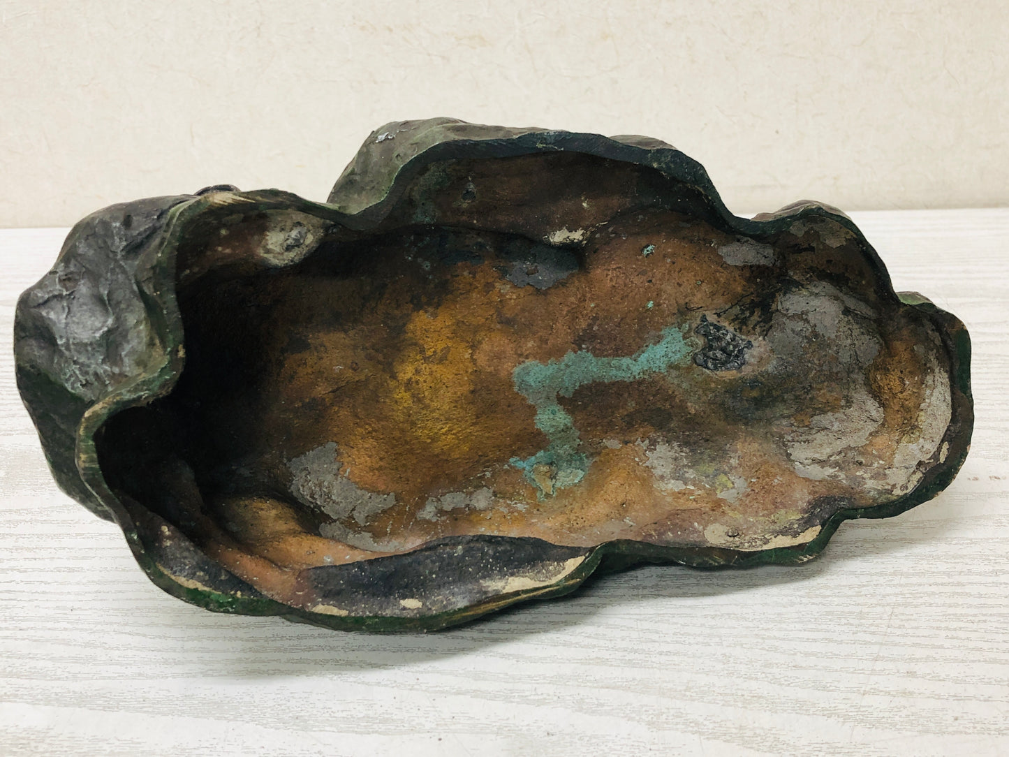 Y3282 OKIMONO Copper Tiger Rock figure figurine Japanese antique interior decor