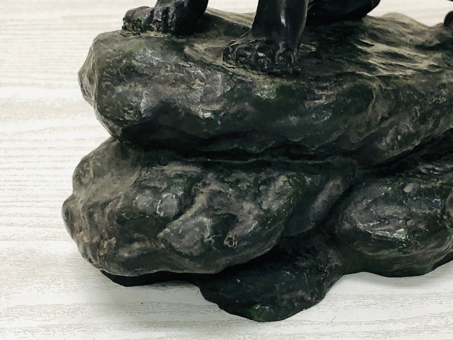 Y3282 OKIMONO Copper Tiger Rock figure figurine Japanese antique interior decor