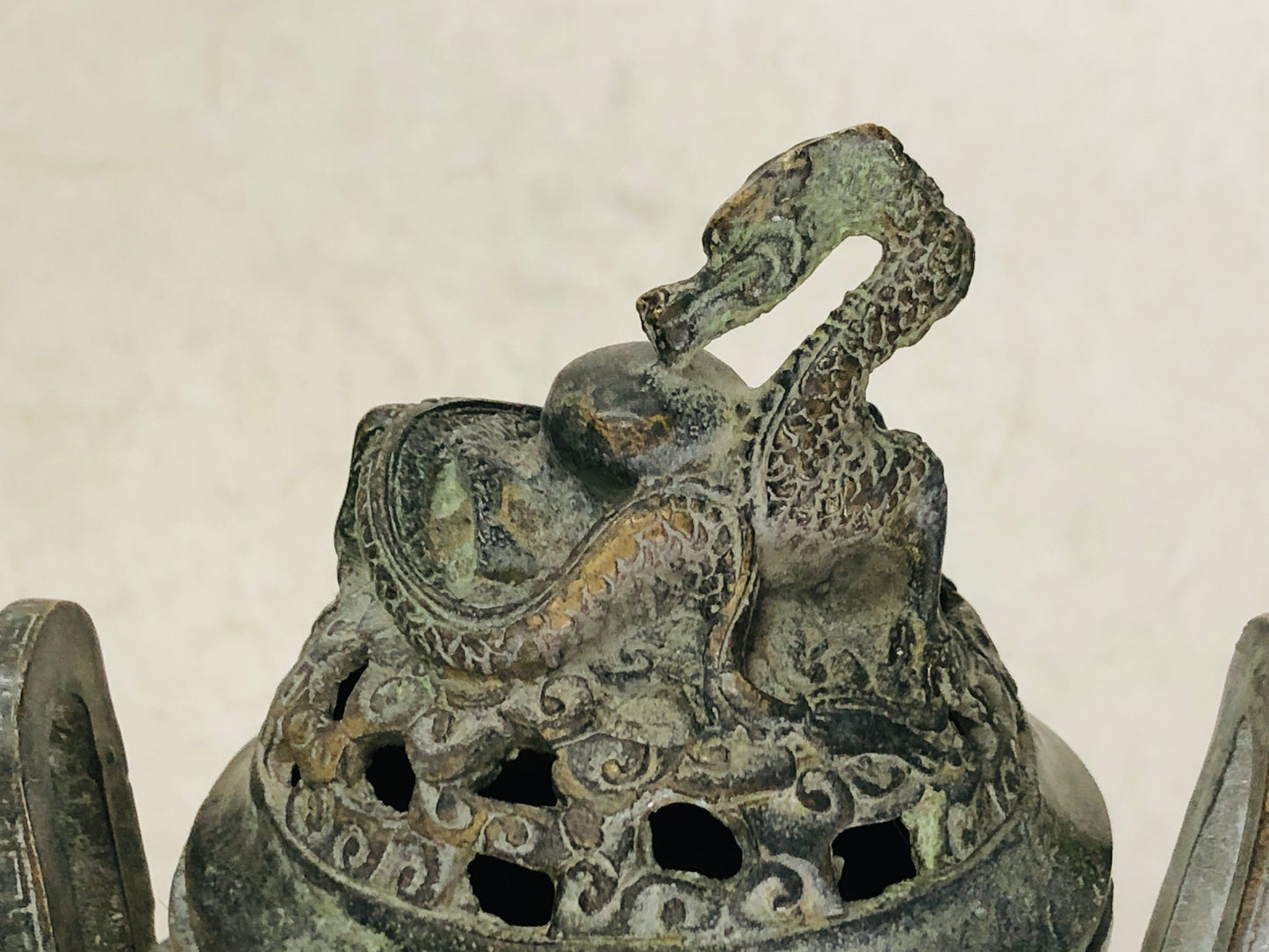 Y3355 KOURO Copper Demon Dragon knob Japan fragrance aroma incense burner
