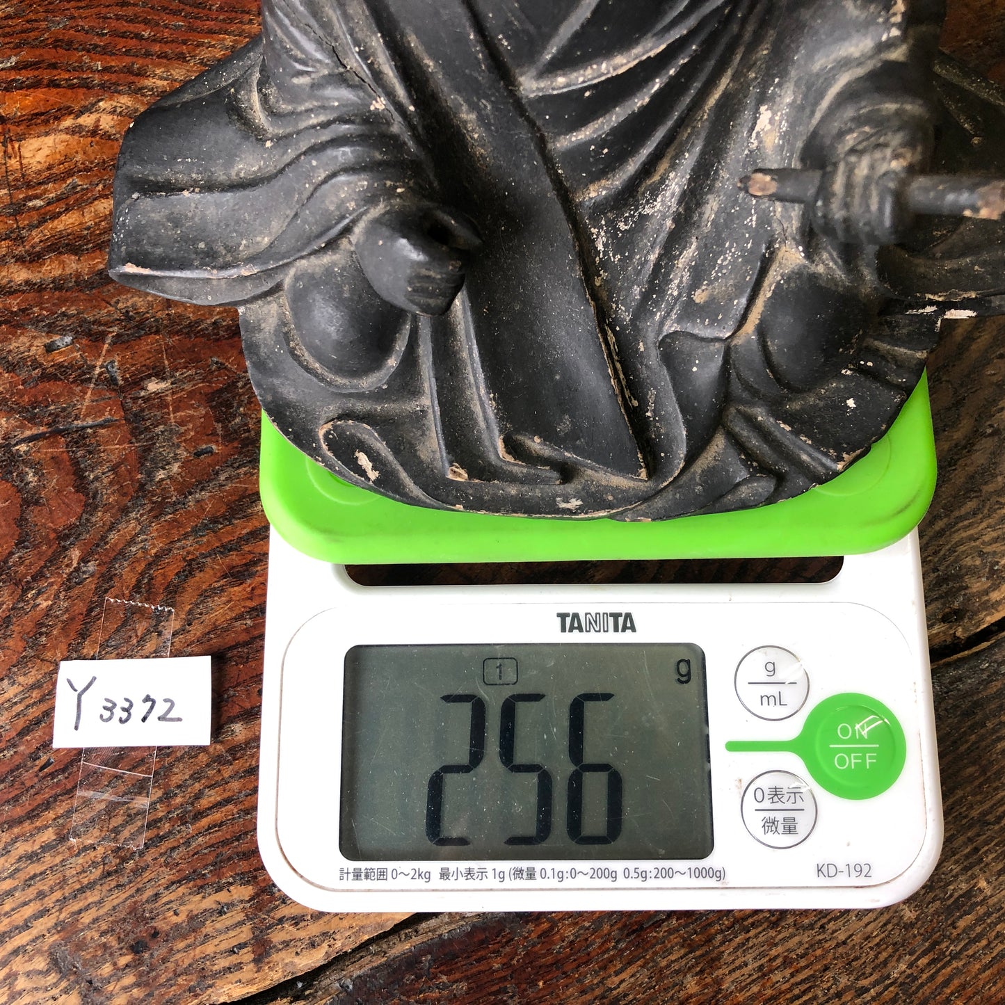 Y3372 STATUE Nichiren Daishonin figure glass eyes figurine Japan vintage antique