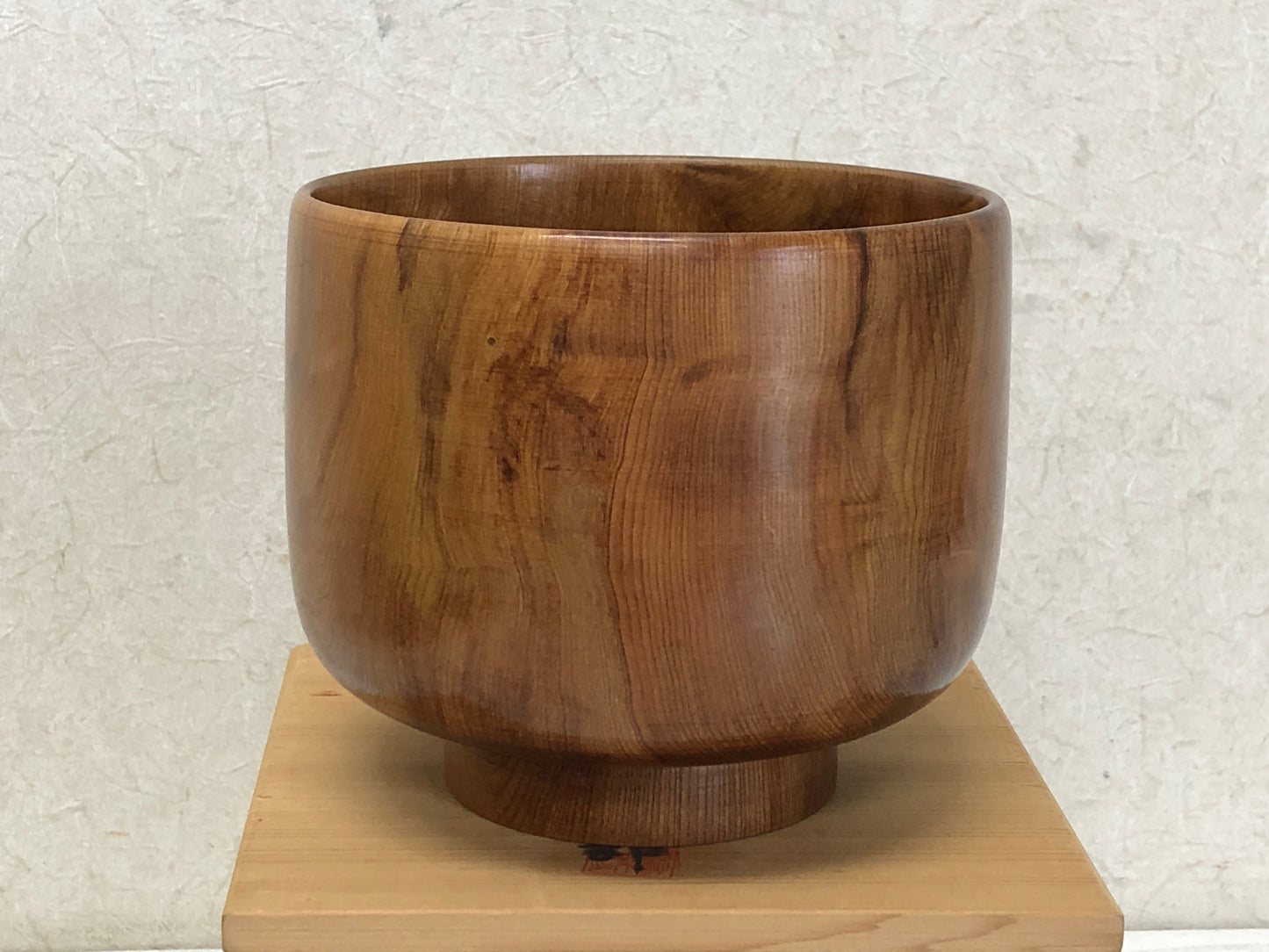Y3380 CHAWAN Yakushima cedar bowl signed box Japan tea ceremony antique vintage