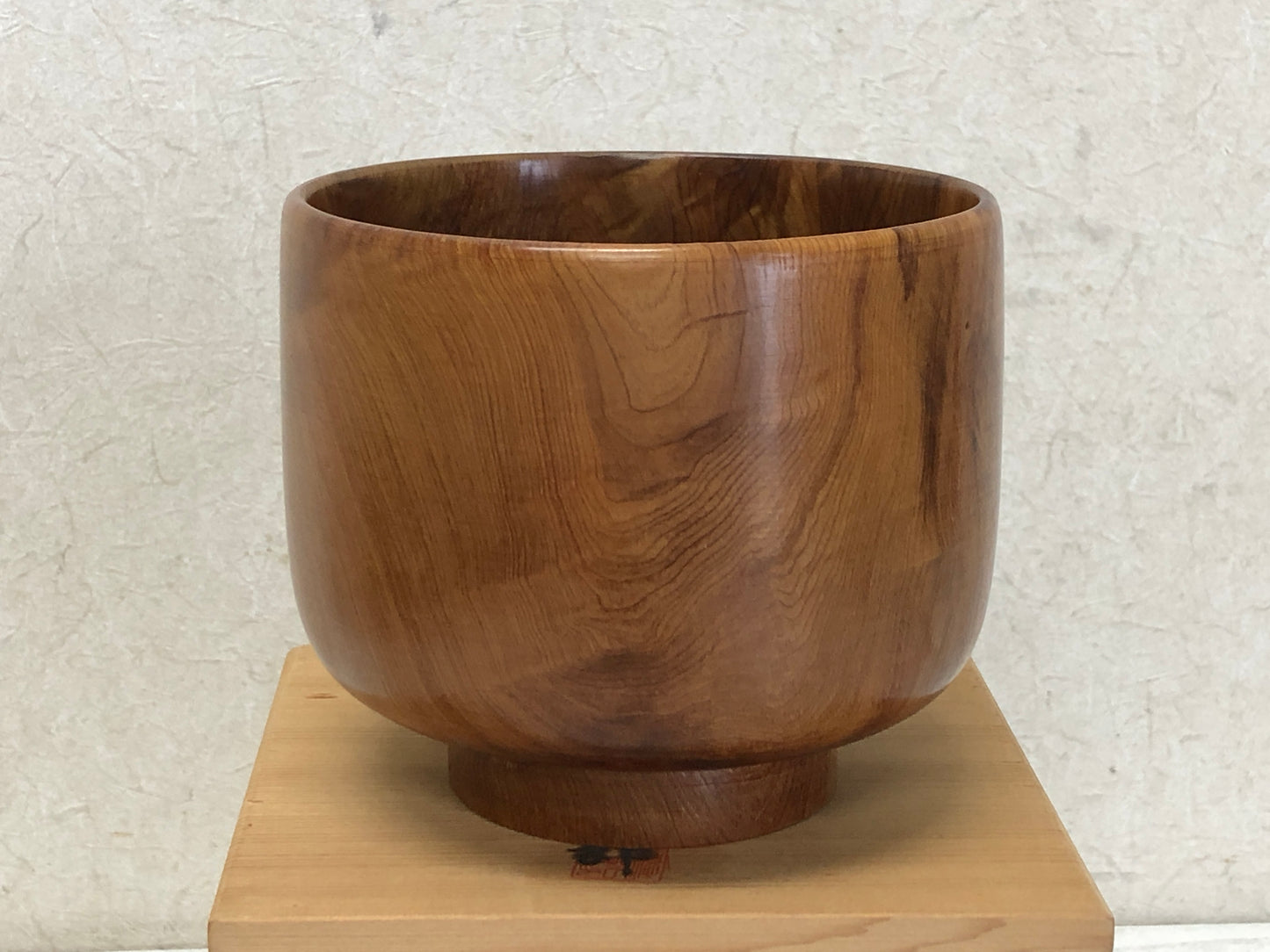 Y3380 CHAWAN Yakushima cedar bowl signed box Japan tea ceremony antique vintage