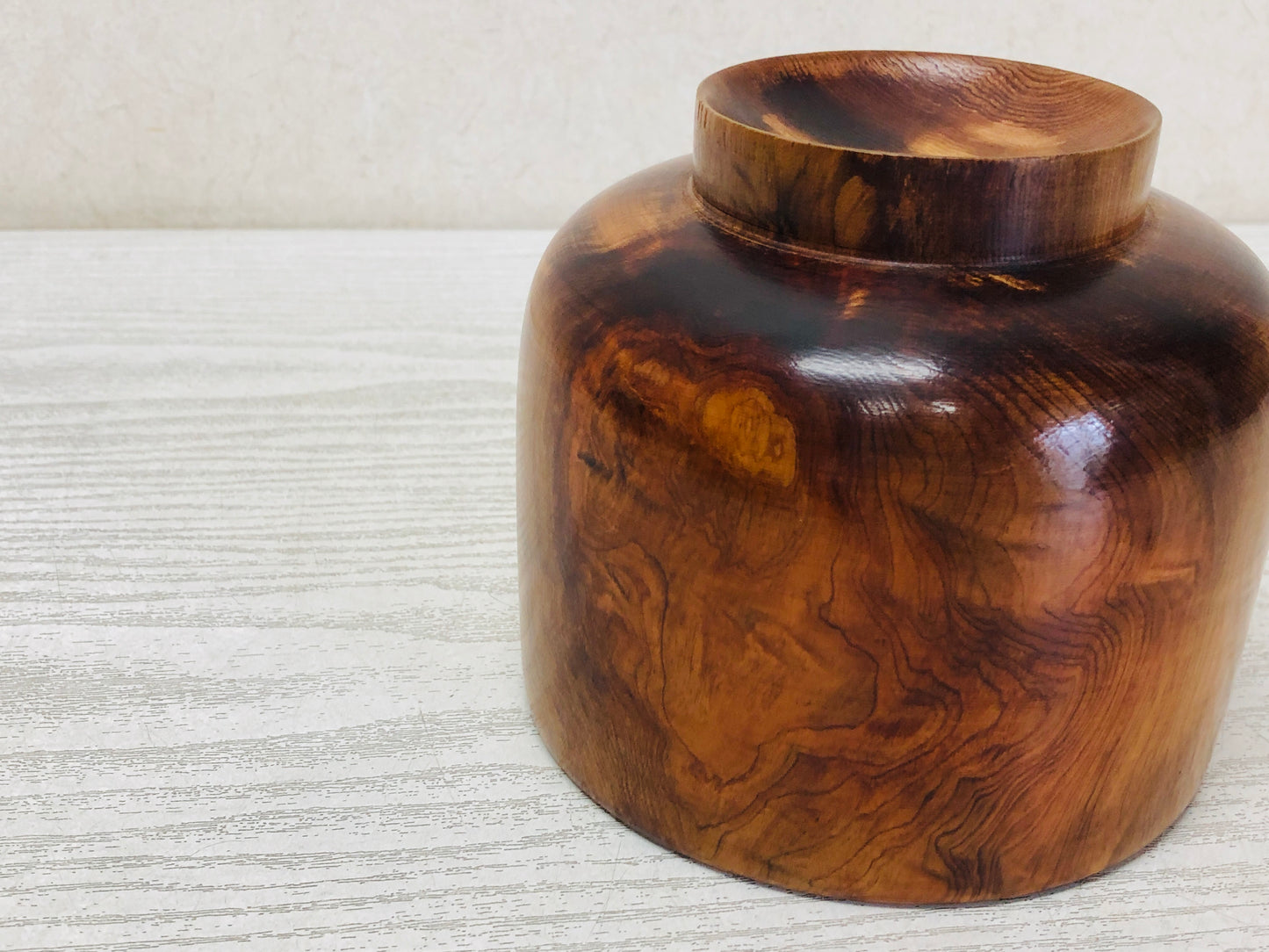 Y3380 CHAWAN Yakushima cedar bowl signed box Japan tea ceremony antique vintage