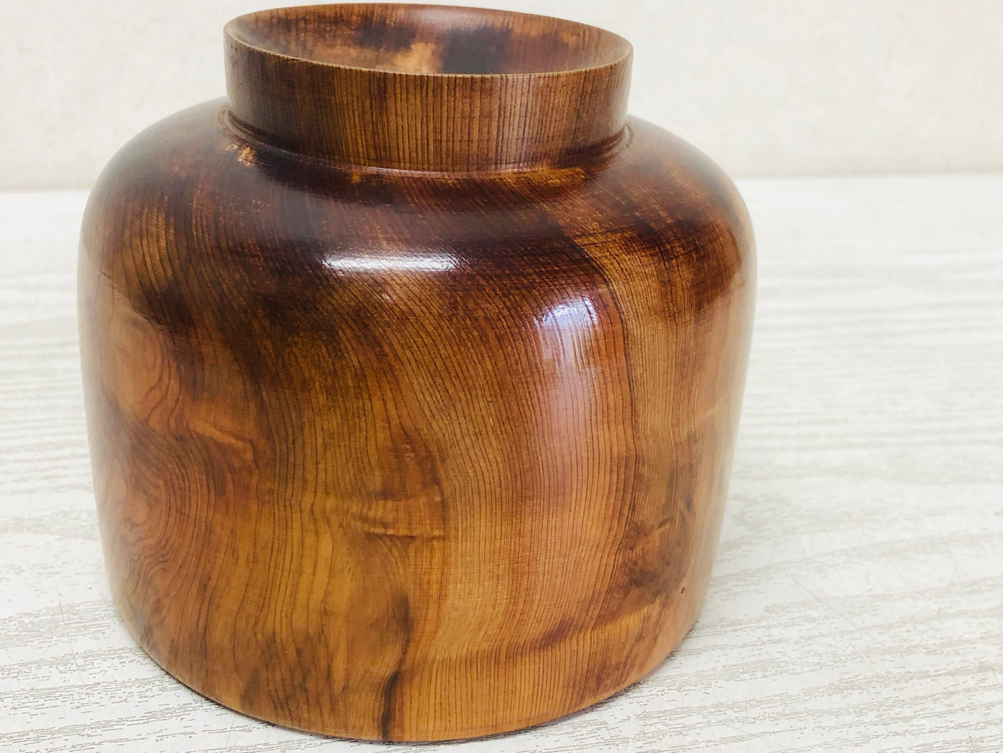 Y3380 CHAWAN Yakushima cedar bowl signed box Japan tea ceremony antique vintage
