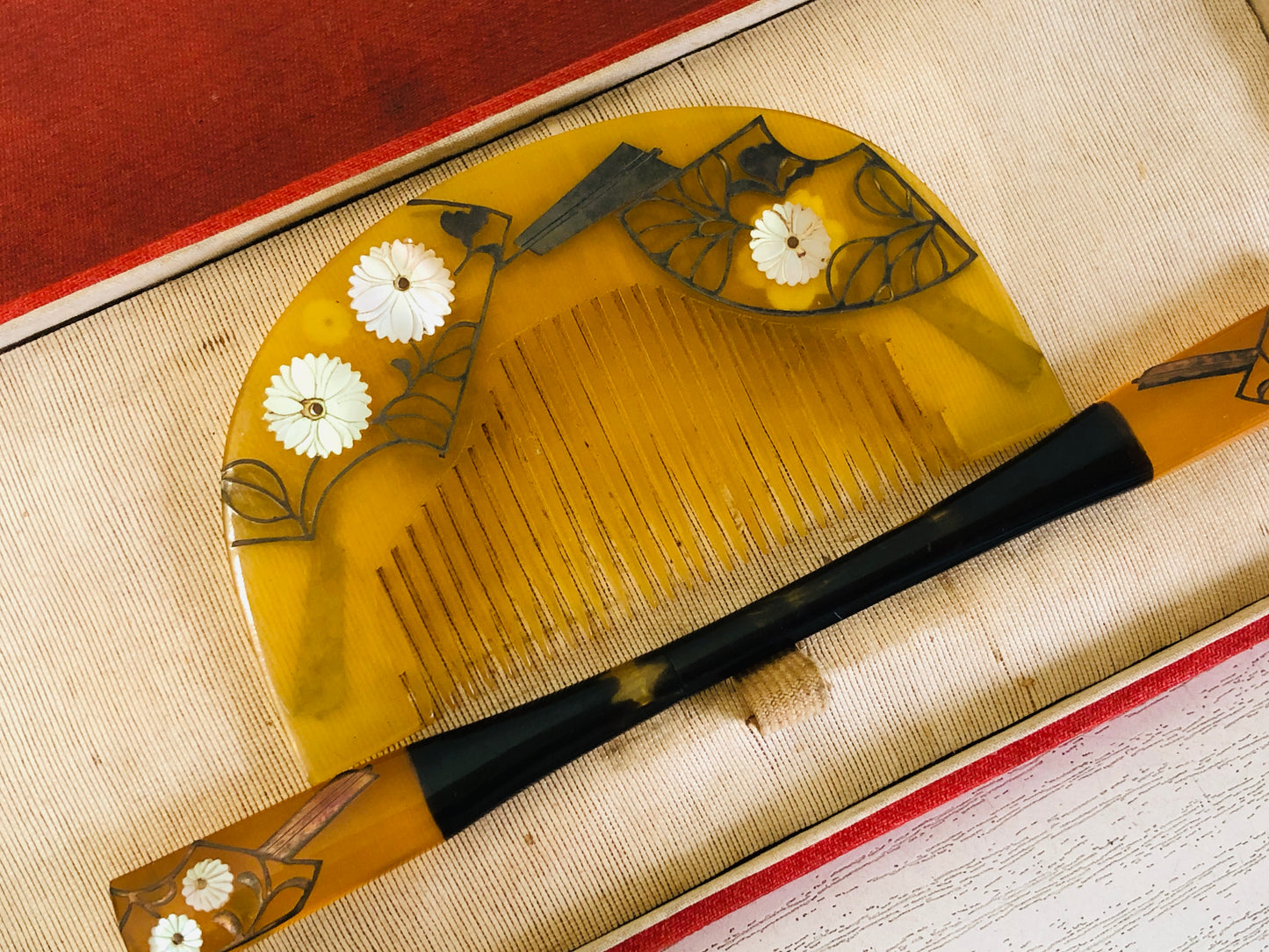 Y3382 KOUGAI Makie Comb Hairpin hair dressing tools box Japan kimono accessory