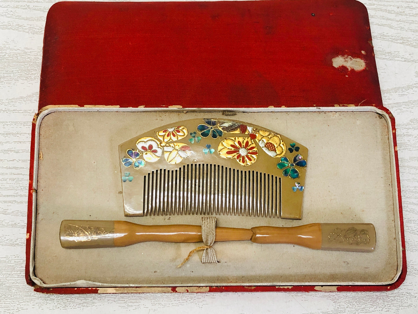 Y3383 KOUGAI Makie Comb Hairpin hair dressing tools box Japan kimono accessory