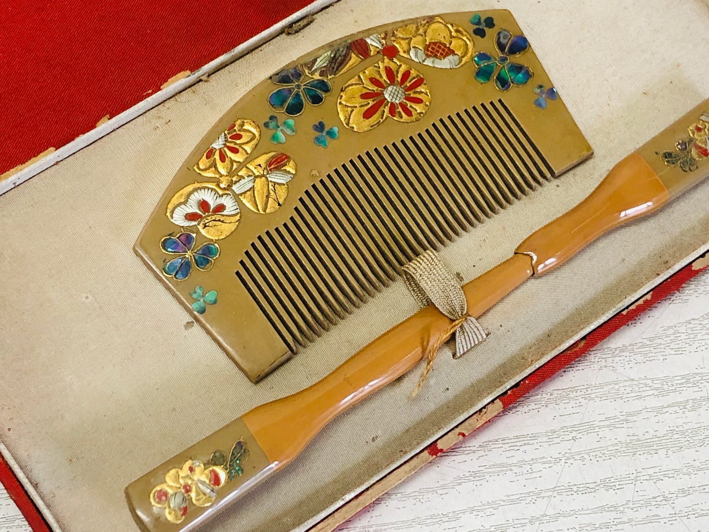 Y3383 KOUGAI Makie Comb Hairpin hair dressing tools box Japan kimono accessory