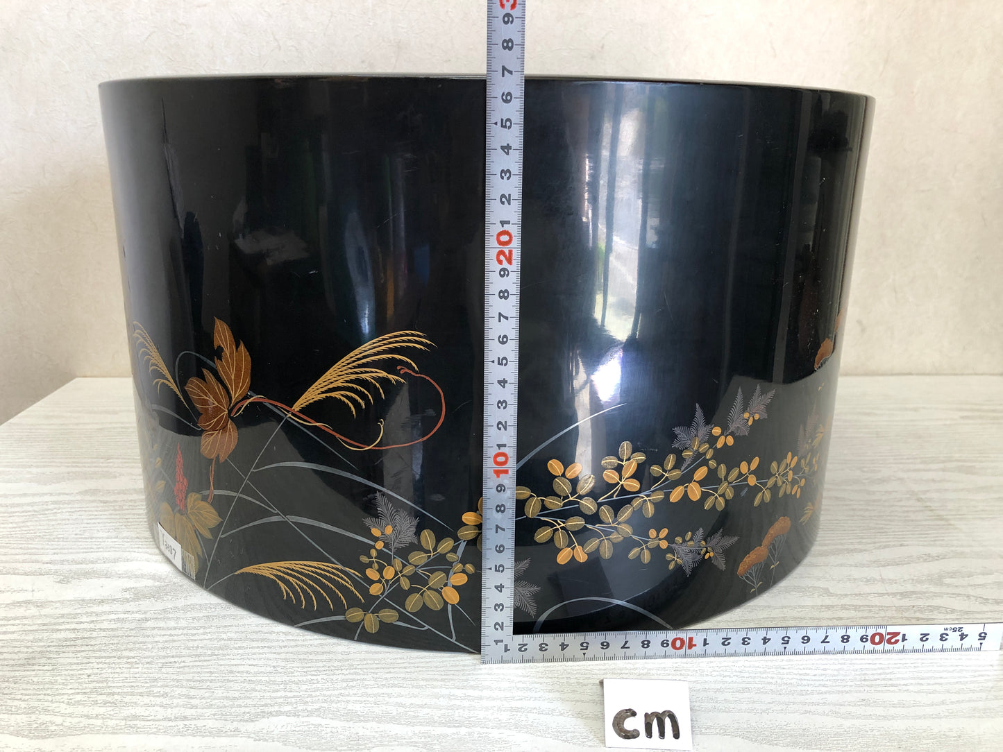 Y3387 HIBACHI Makie large charcoal brazier signed Japanese antique tea ceremony