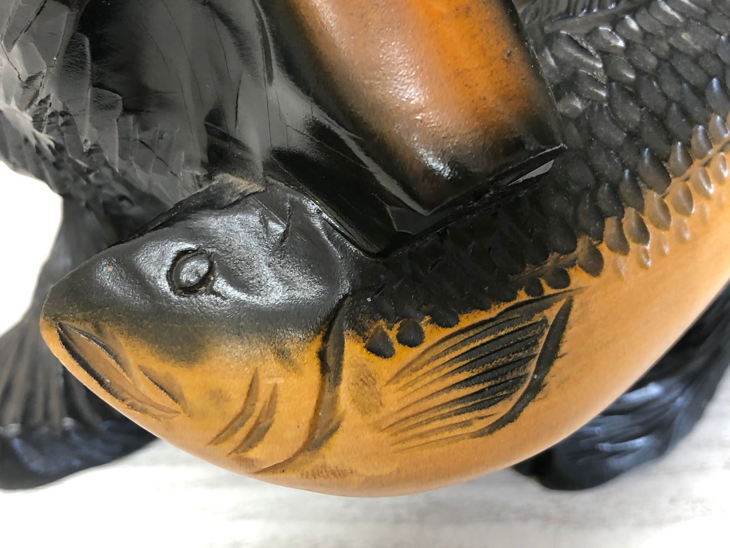 Y3408 OKIMONO Wood carving Bear figure figurine signed Japan antique interior