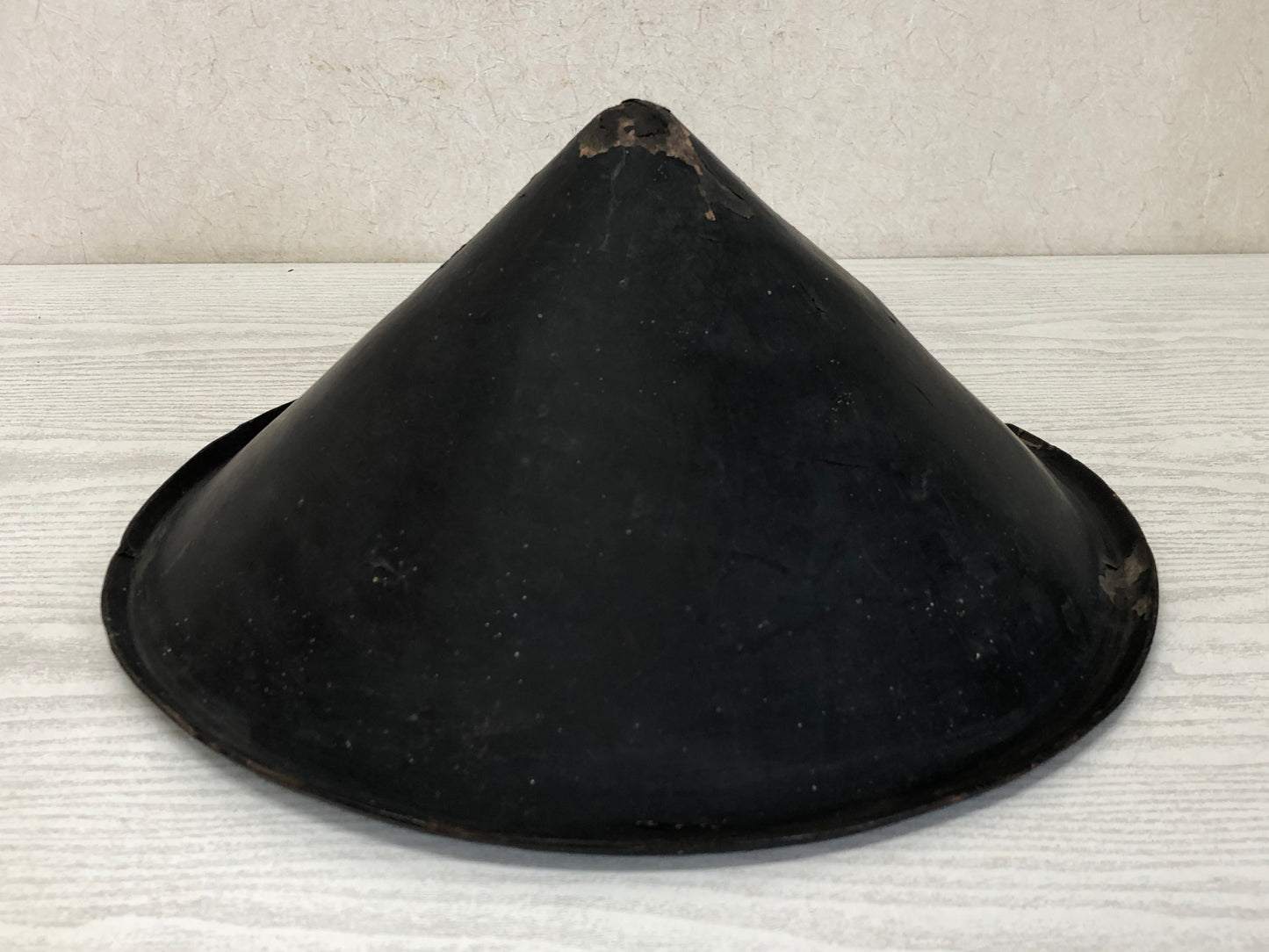Y3504 JINGASA Black Lacquer Work bushi Japanese samurai hat yoroi armor helmet