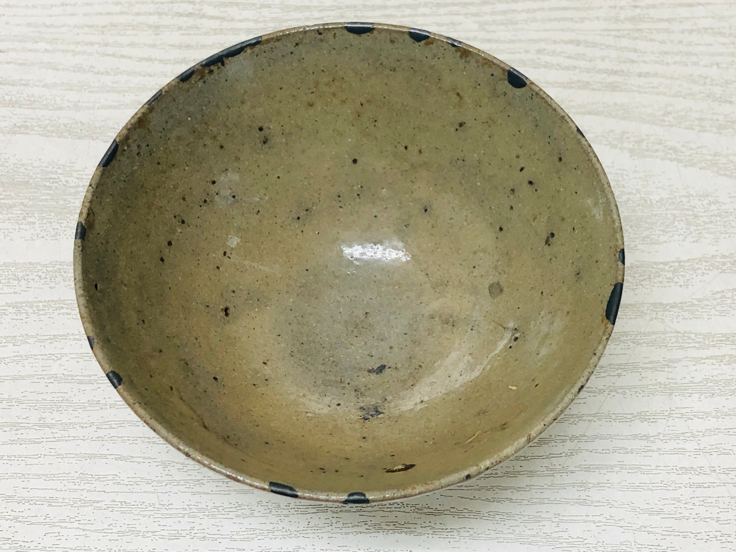 Y3509 CHAWAN Souma-ware flat kintsugi Japan tea ceremony bowl antique vintage