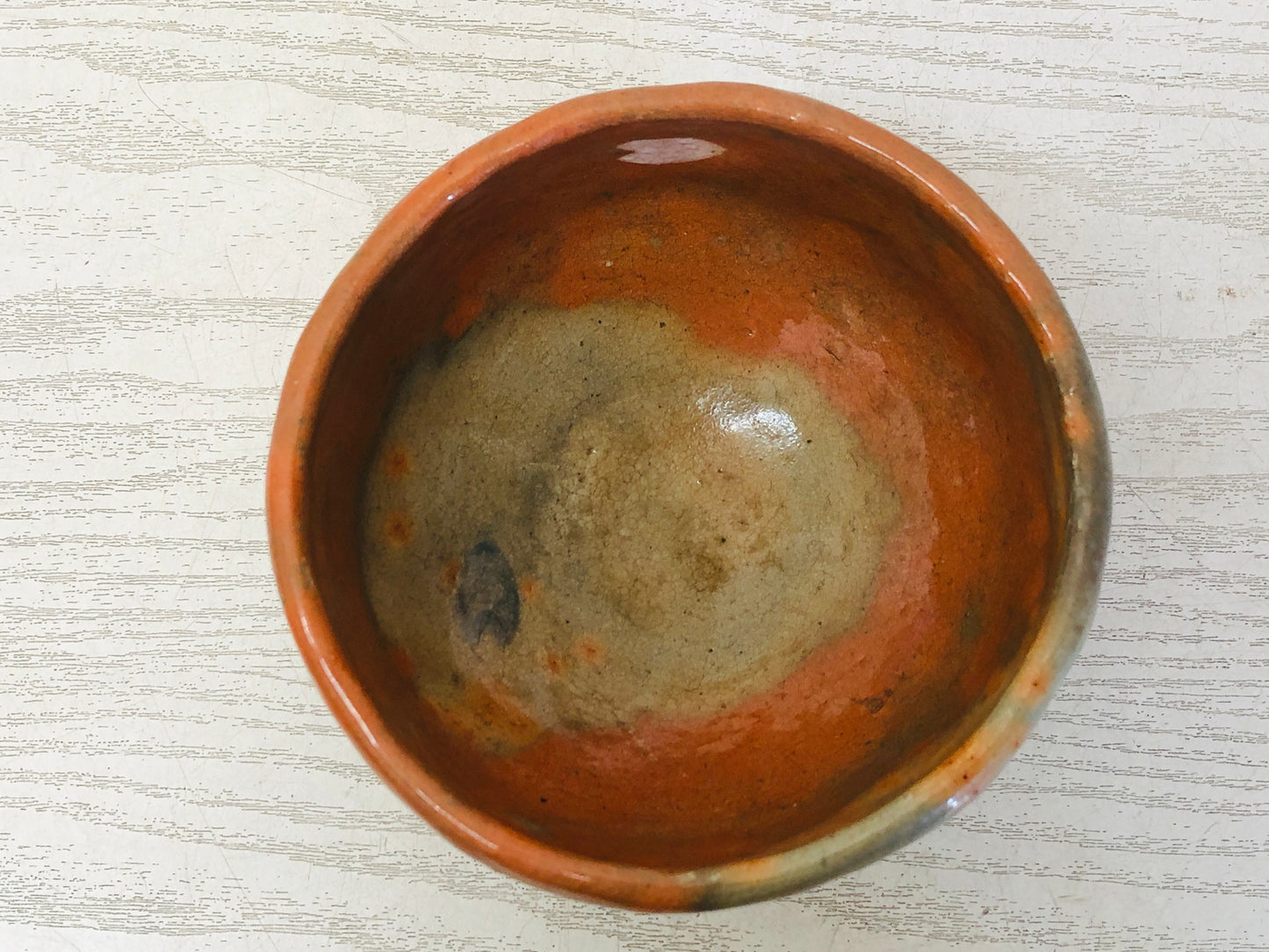 Y3516 CHAWAN Raku-ware Red cherry blossoms Japan tea ceremony bowl antique