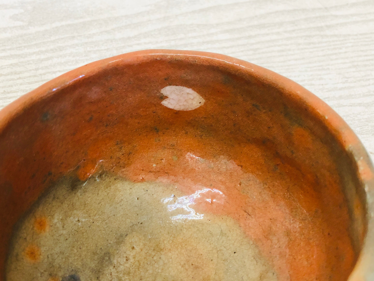 Y3516 CHAWAN Raku-ware Red cherry blossoms Japan tea ceremony bowl antique