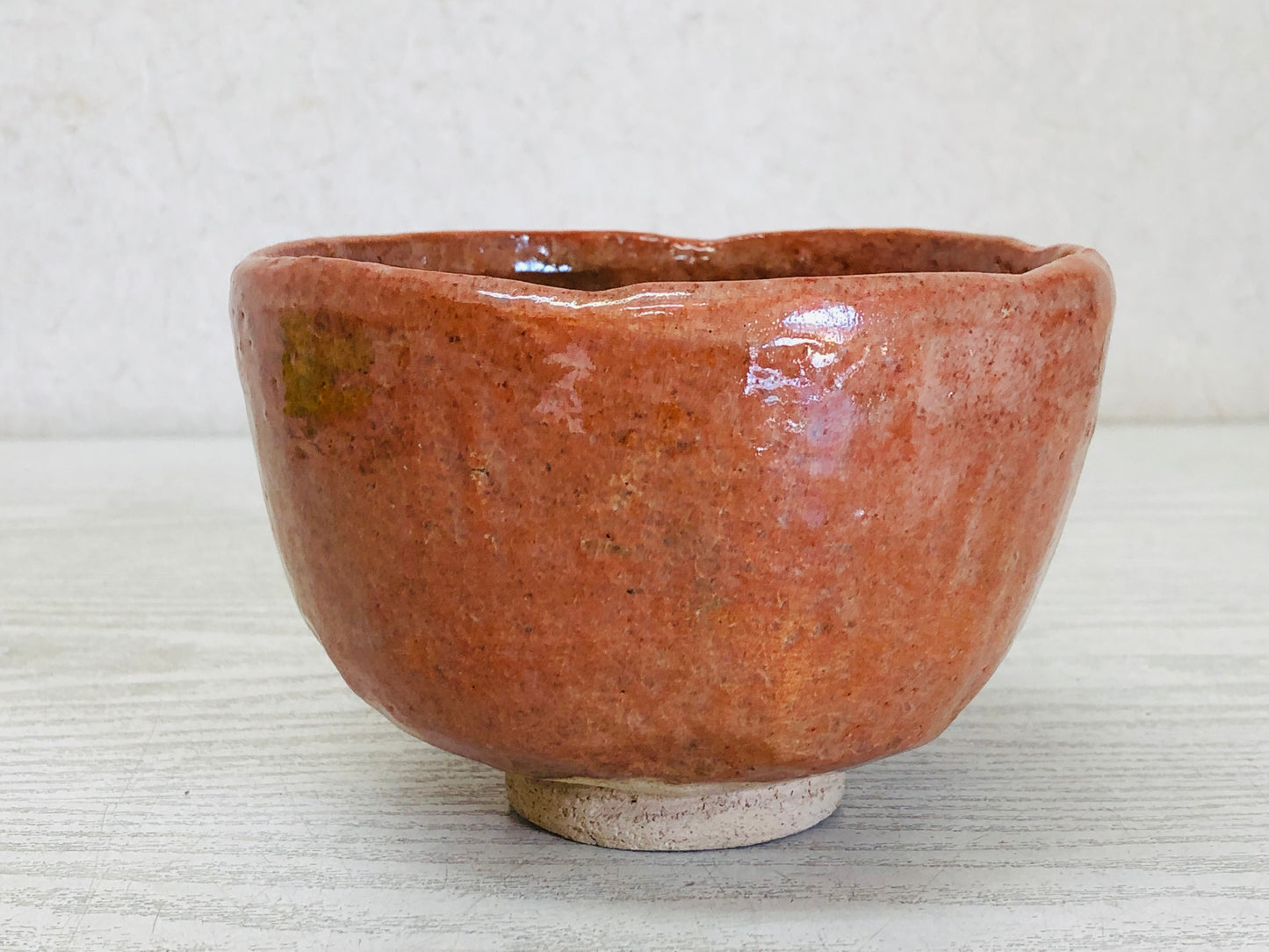 Y3519 CHAWAN Raku-ware Red signed books Japan tea ceremony bowl antique vintage