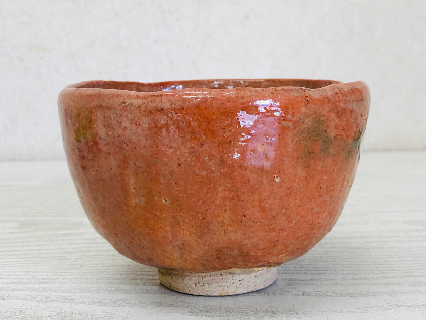 Y3519 CHAWAN Raku-ware Red signed books Japan tea ceremony bowl antique vintage