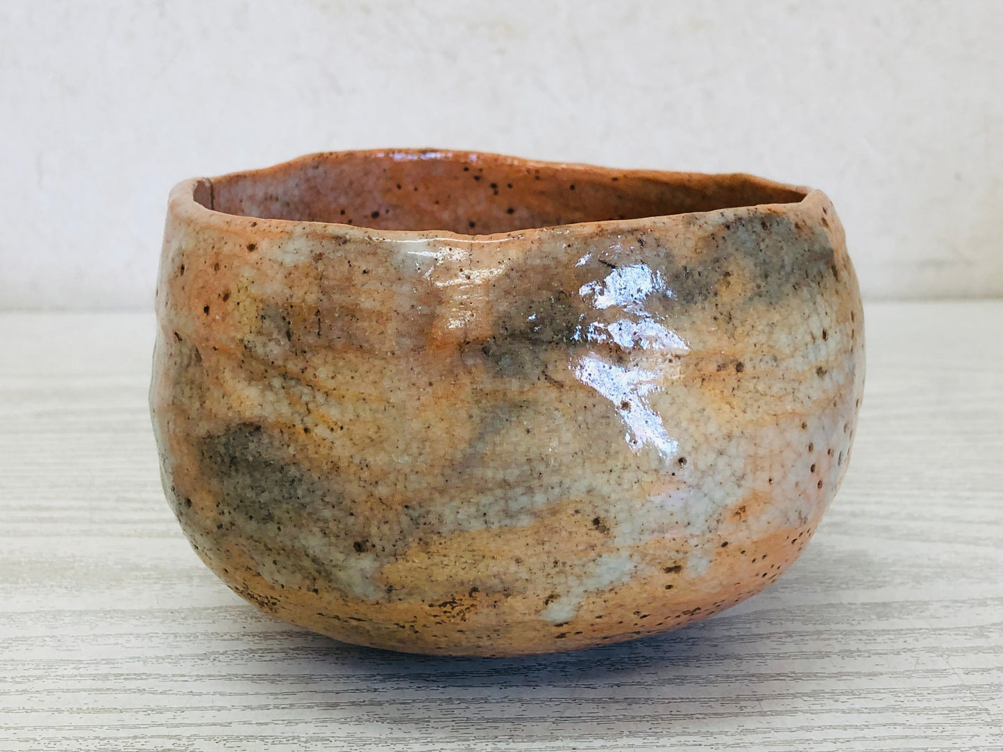 Y3533 CHAWAN Raku-ware Red signed box kintsugi clamp Japan tea ceremony antique