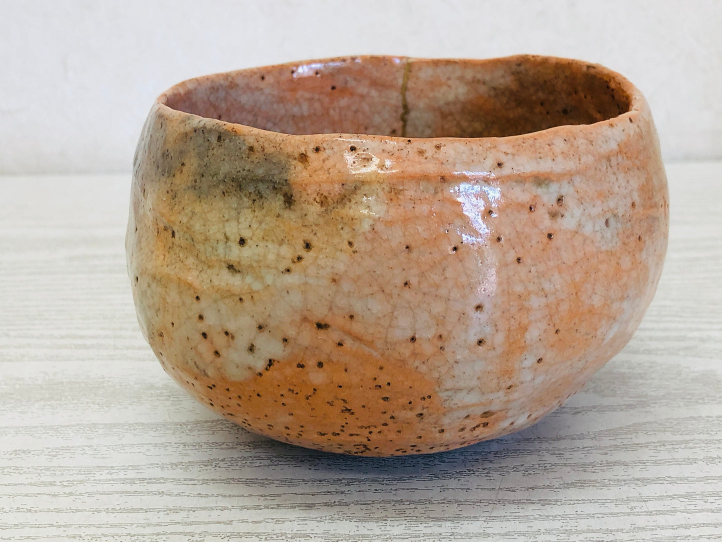 Y3533 CHAWAN Raku-ware Red signed box kintsugi clamp Japan tea ceremony antique
