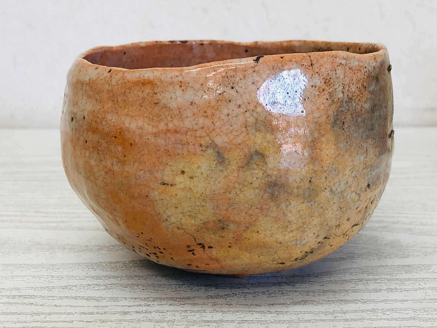 Y3533 CHAWAN Raku-ware Red signed box kintsugi clamp Japan tea ceremony antique