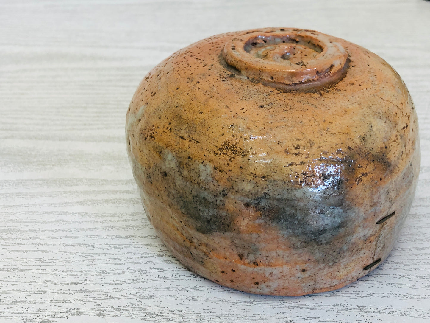 Y3533 CHAWAN Raku-ware Red signed box kintsugi clamp Japan tea ceremony antique