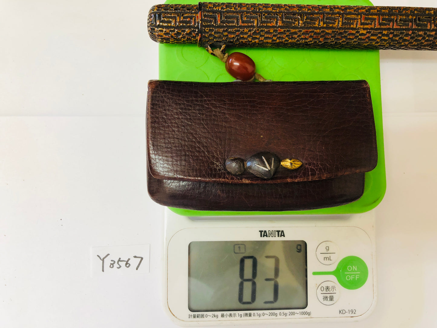 Y3567 SAGEMONO Wakasa Lacquer Shell front metal fittings Japan kimono antique