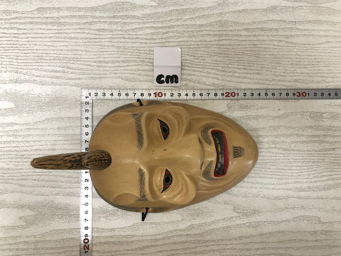Y3600 NOH MASK Ikkaku Sennin wood carving signed Japan antique omen vintage