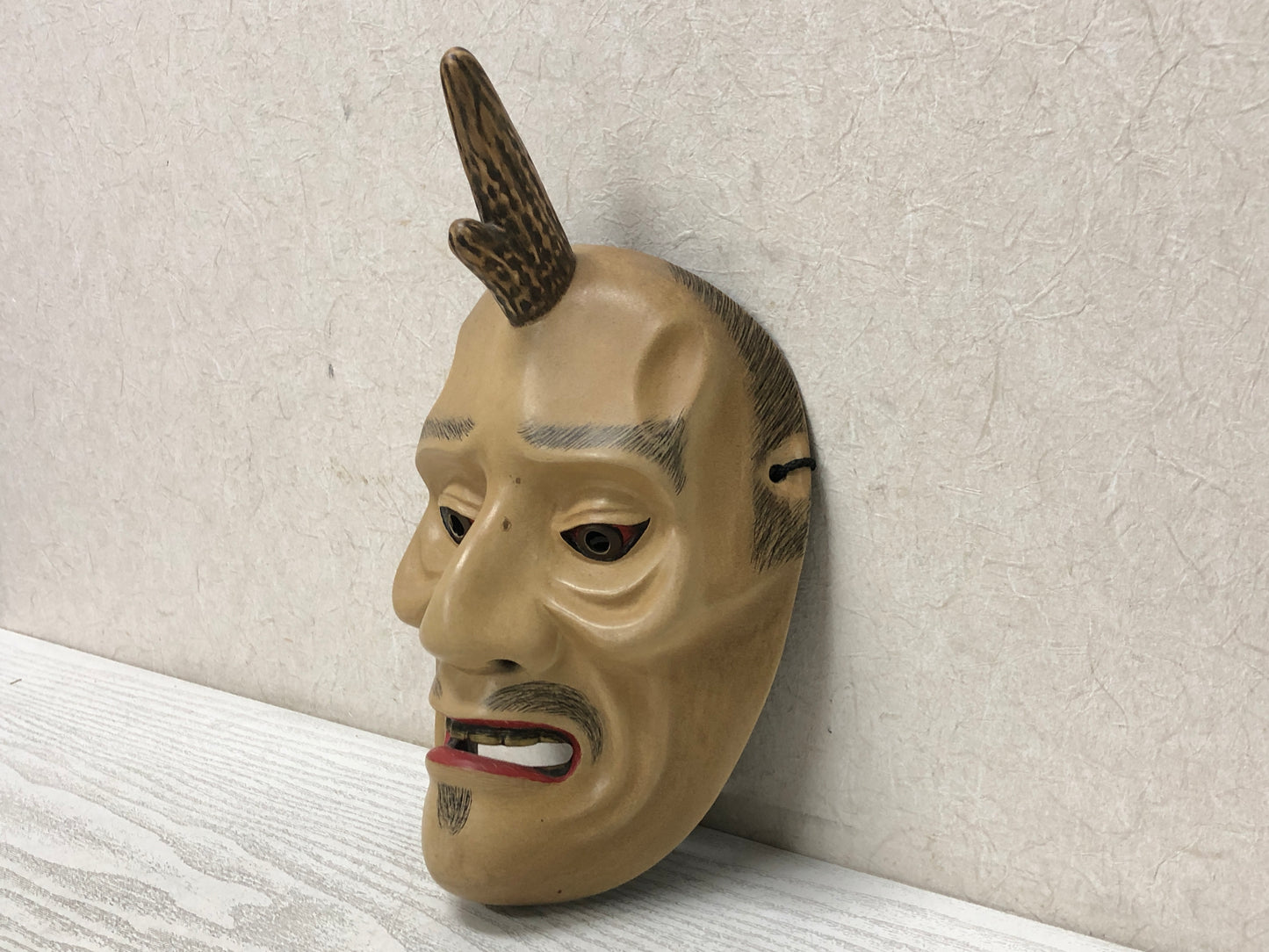 Y3600 NOH MASK Ikkaku Sennin wood carving signed Japan antique omen vintage