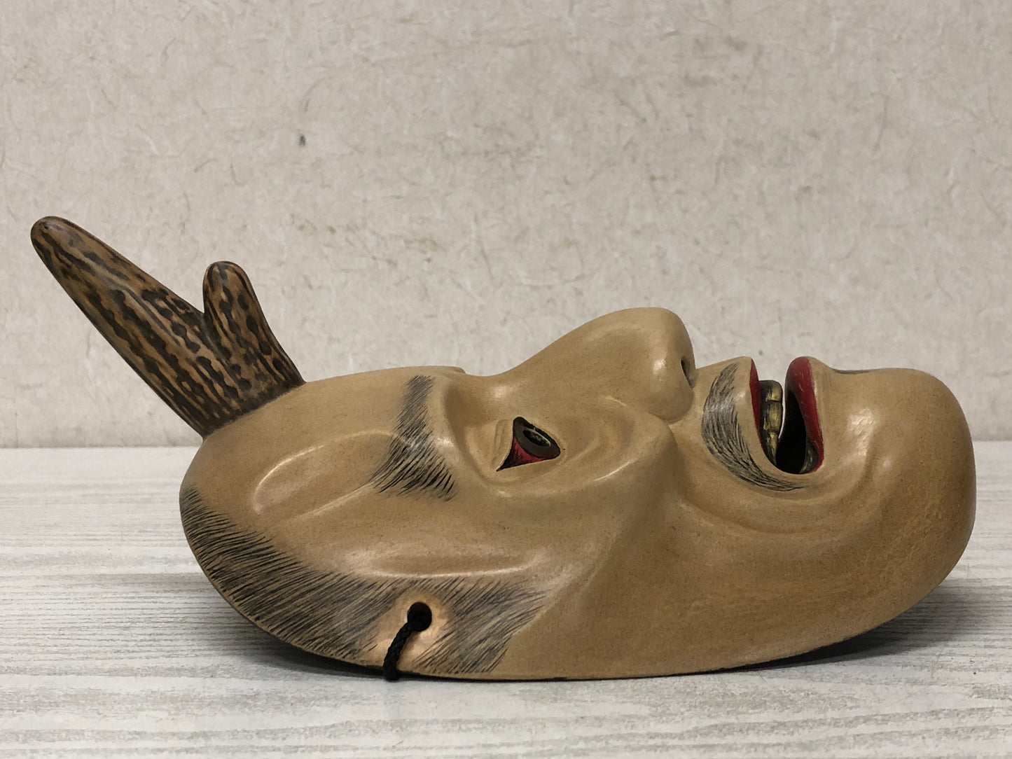 Y3600 NOH MASK Ikkaku Sennin wood carving signed Japan antique omen vintage