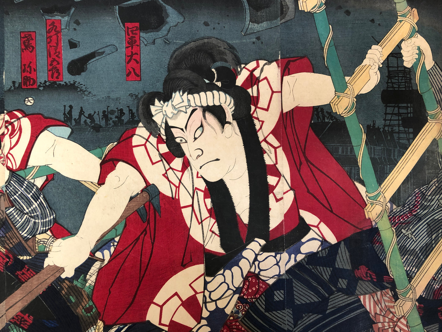 Y3631 WOODBLOCK PRINT Kunichika triptych Outlaws of the Marsh Japan Ukiyoe art
