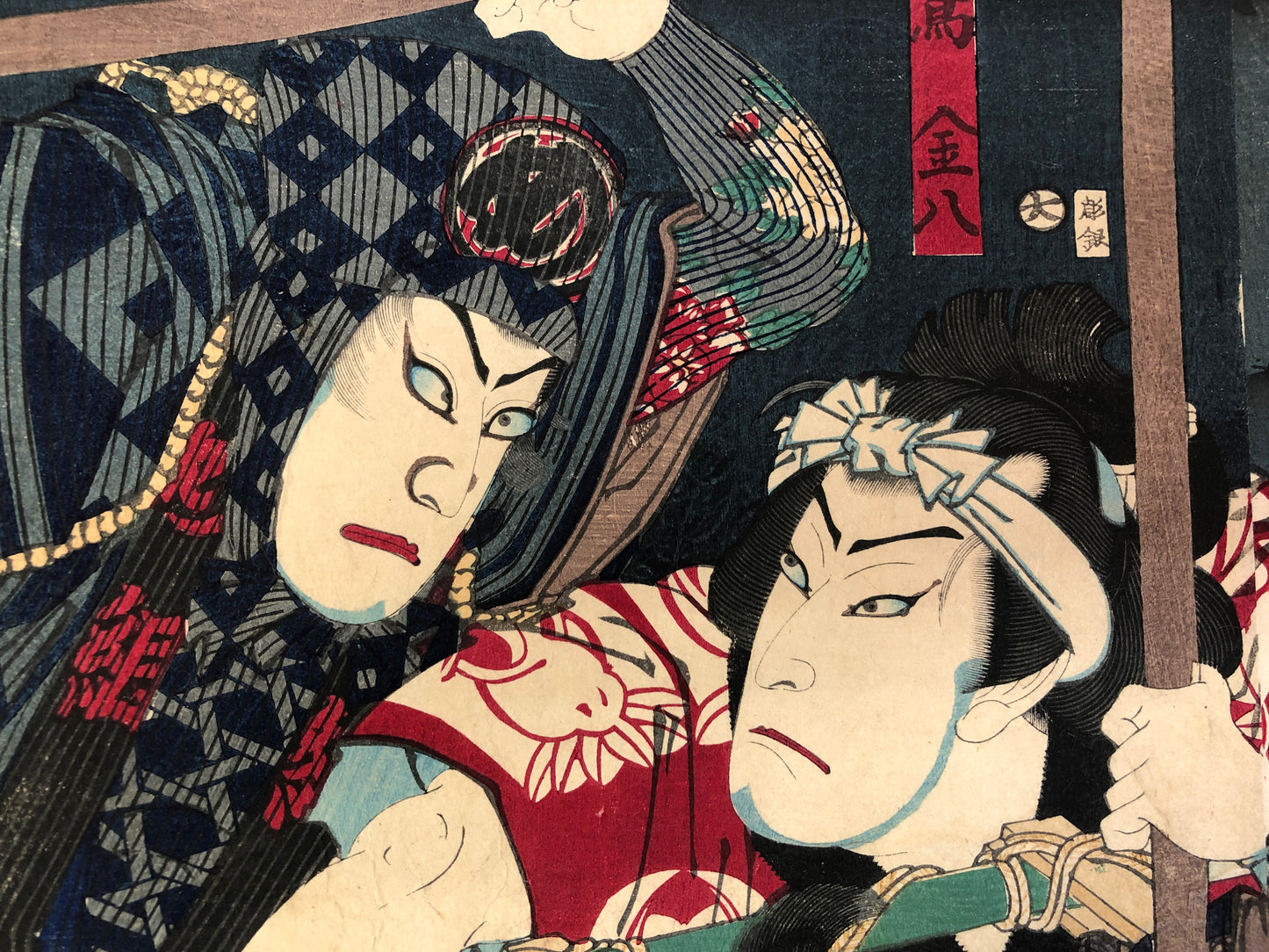 Y3631 WOODBLOCK PRINT Kunichika triptych Outlaws of the Marsh Japan Ukiyoe art