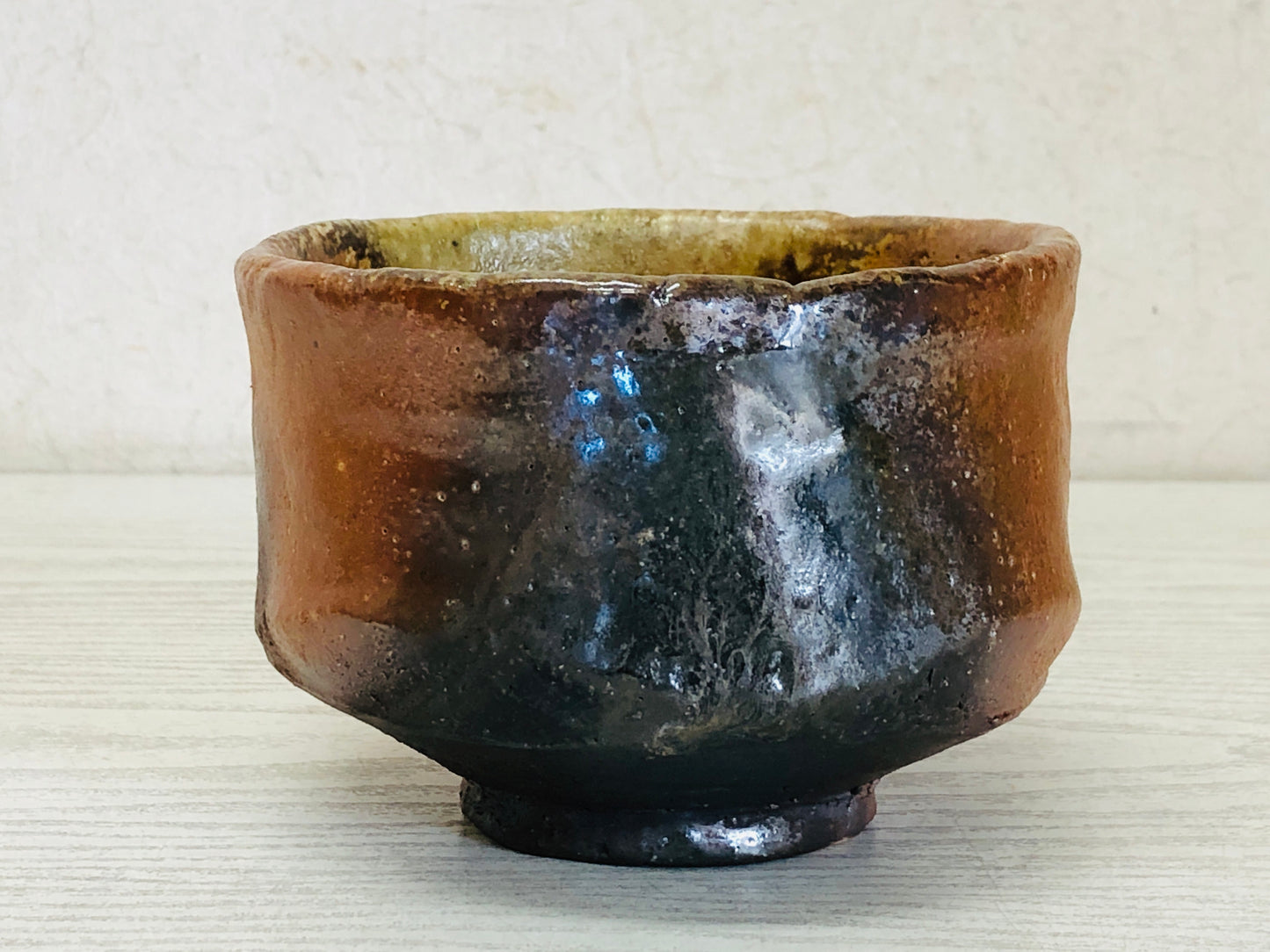 Y3690 CHAWAN Iga-ware signed box Japan antique tea ceremony bowl cup vintage