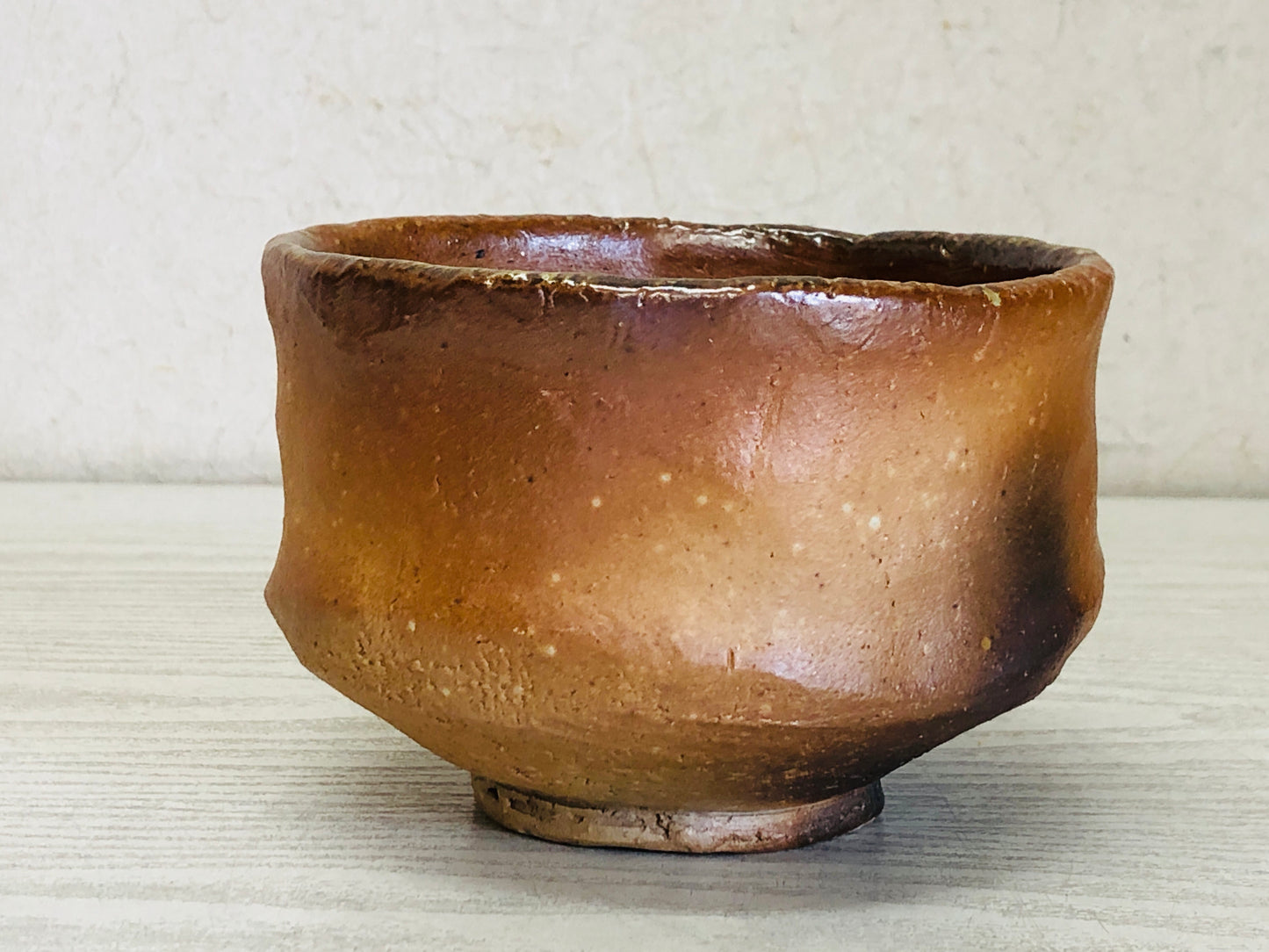 Y3690 CHAWAN Iga-ware signed box Japan antique tea ceremony bowl cup vintage