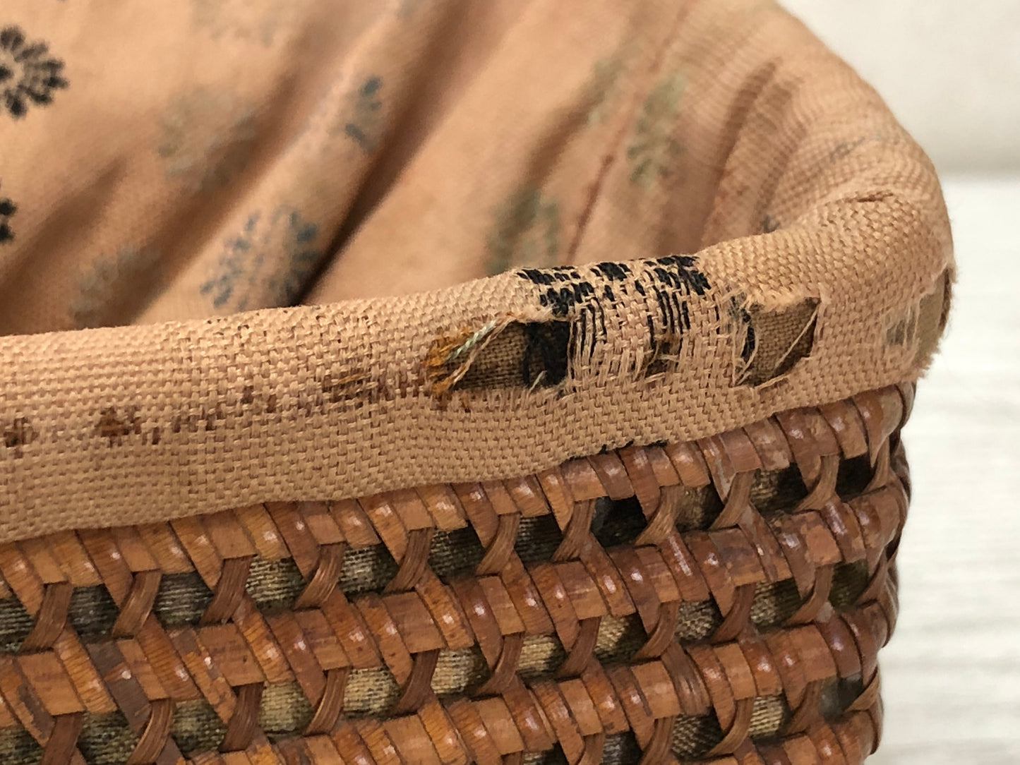 Y3698 Bamboo Woven Basket Travel Tea Ceremony storage case Japan antique vintage