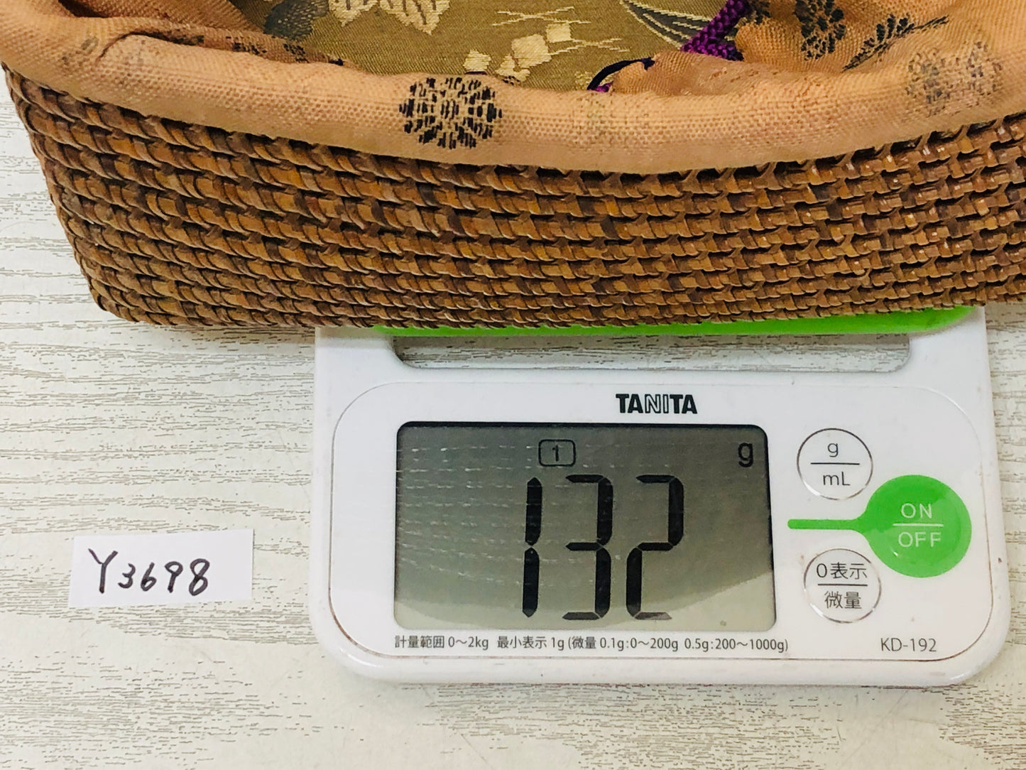 Y3698 Bamboo Woven Basket Travel Tea Ceremony storage case Japan antique vintage