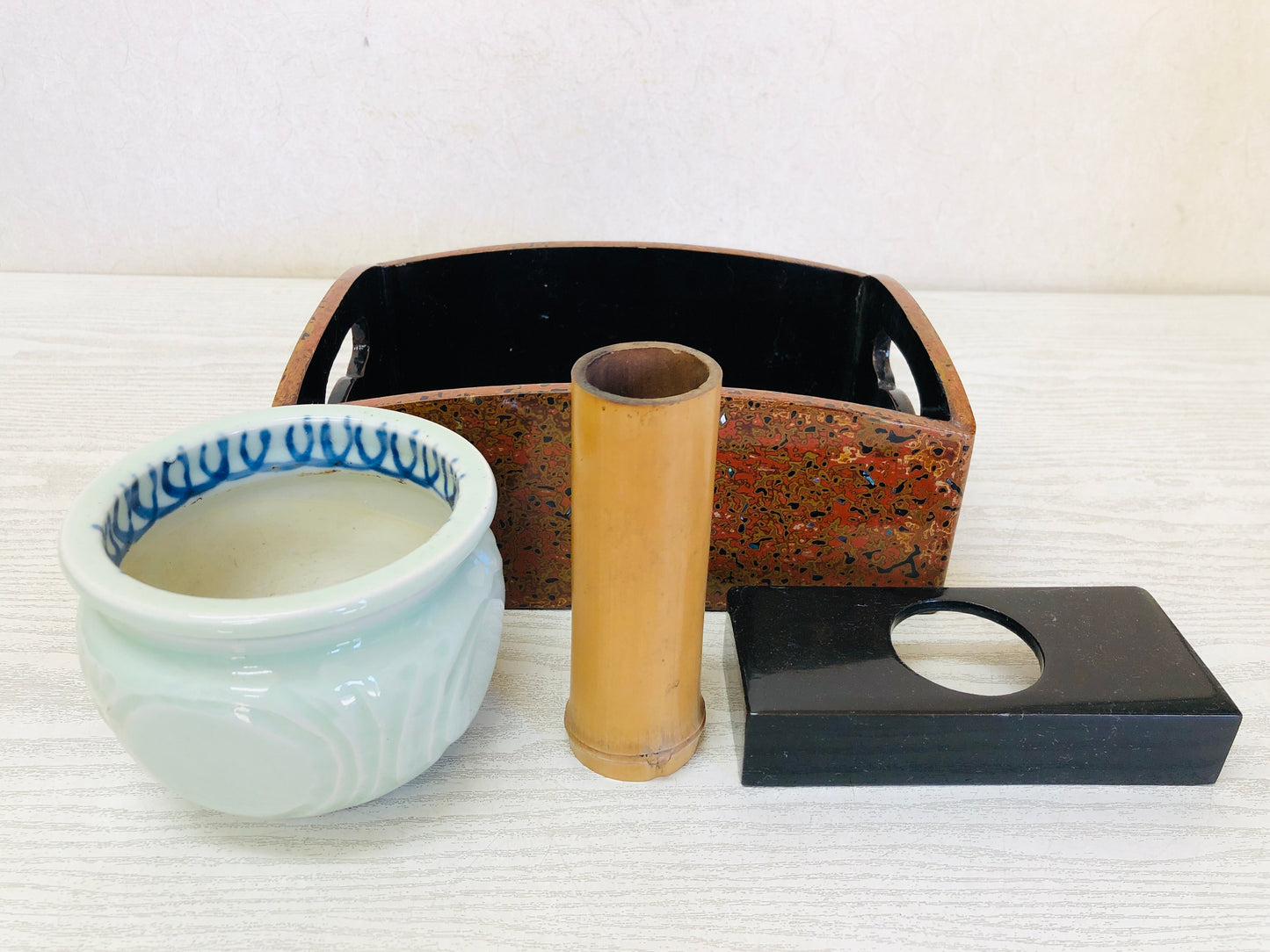 Y3699 TRAY Wakasa lacquer tobacco OBON OZEN Japanese antique Japan vintage