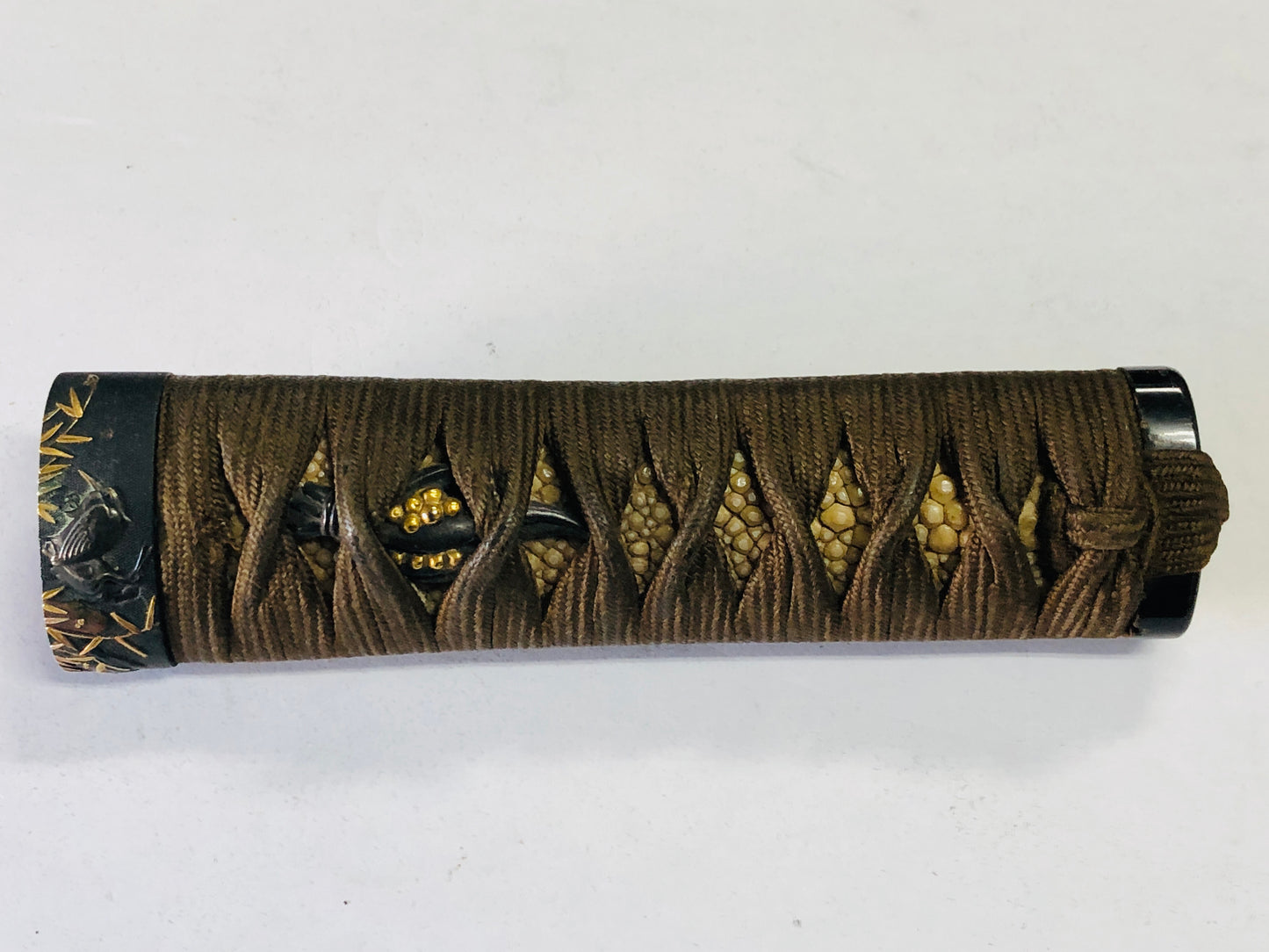 Y3714 TSUKA samurai sword Hilt Reed Heron signed edge Koshirae antique Katana