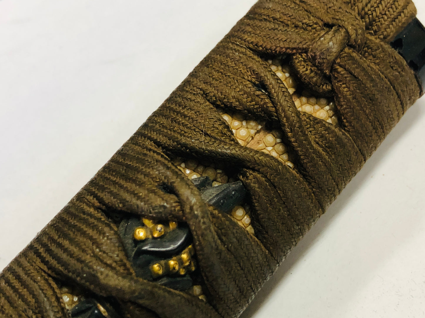 Y3714 TSUKA samurai sword Hilt Reed Heron signed edge Koshirae antique Katana