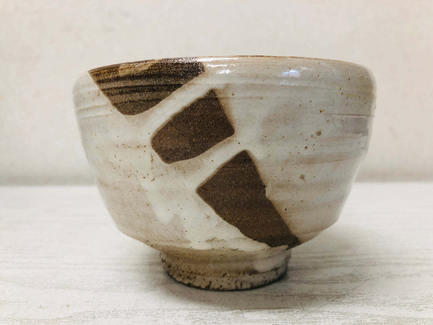 Y3723 CHAWAN Seto-ware signed box Kohiki Japan antique tea ceremony bowl cup