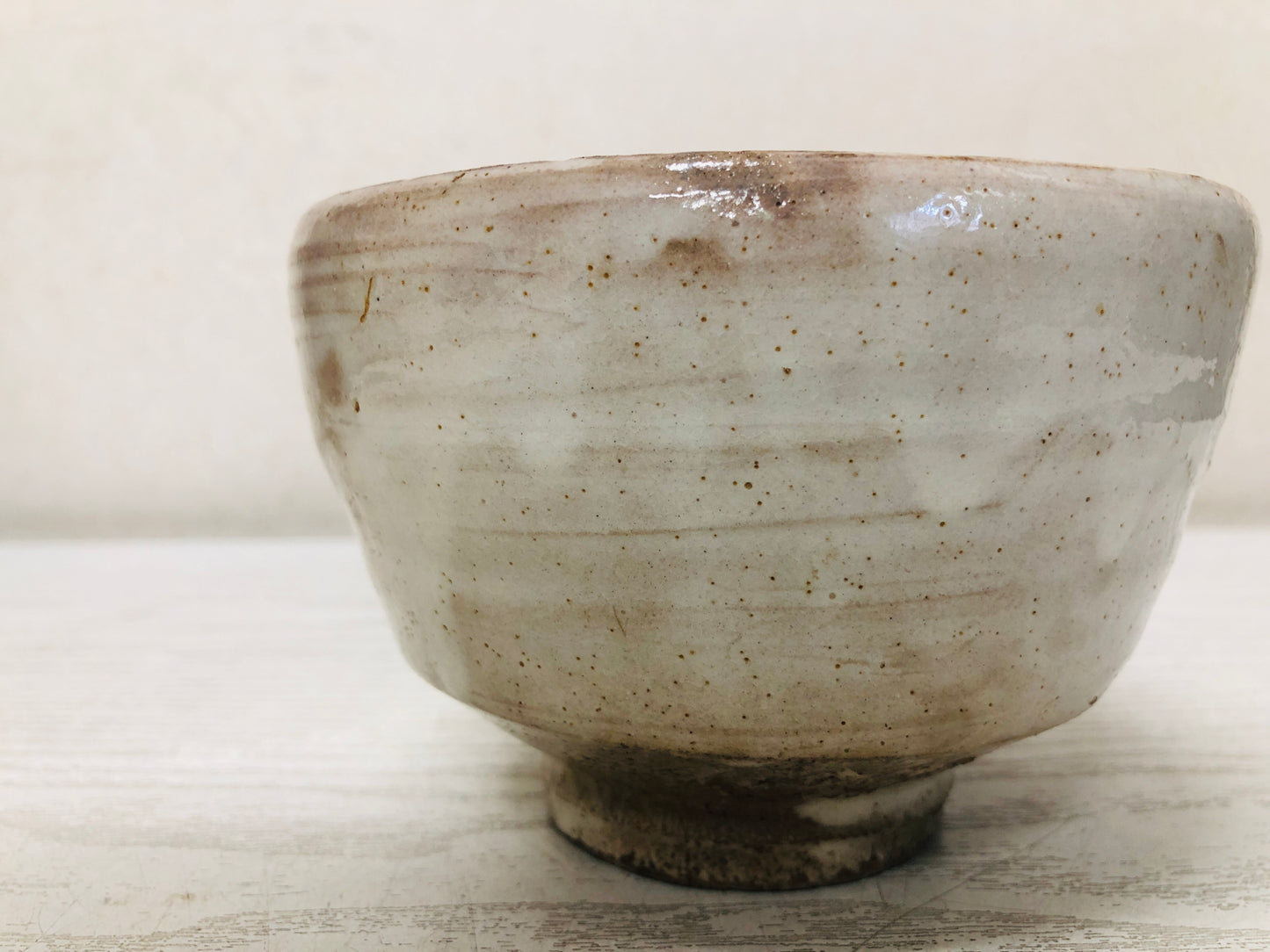 Y3723 CHAWAN Seto-ware signed box Kohiki Japan antique tea ceremony bowl cup