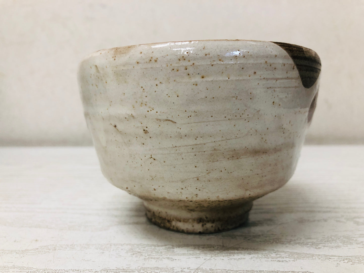 Y3723 CHAWAN Seto-ware signed box Kohiki Japan antique tea ceremony bowl cup