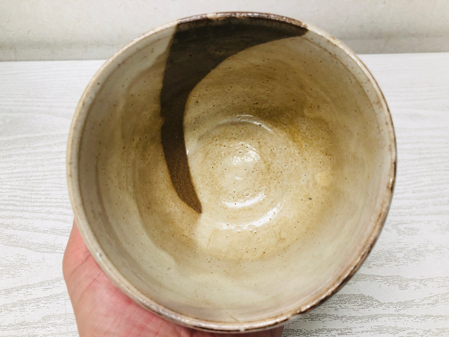 Y3723 CHAWAN Seto-ware signed box Kohiki Japan antique tea ceremony bowl cup