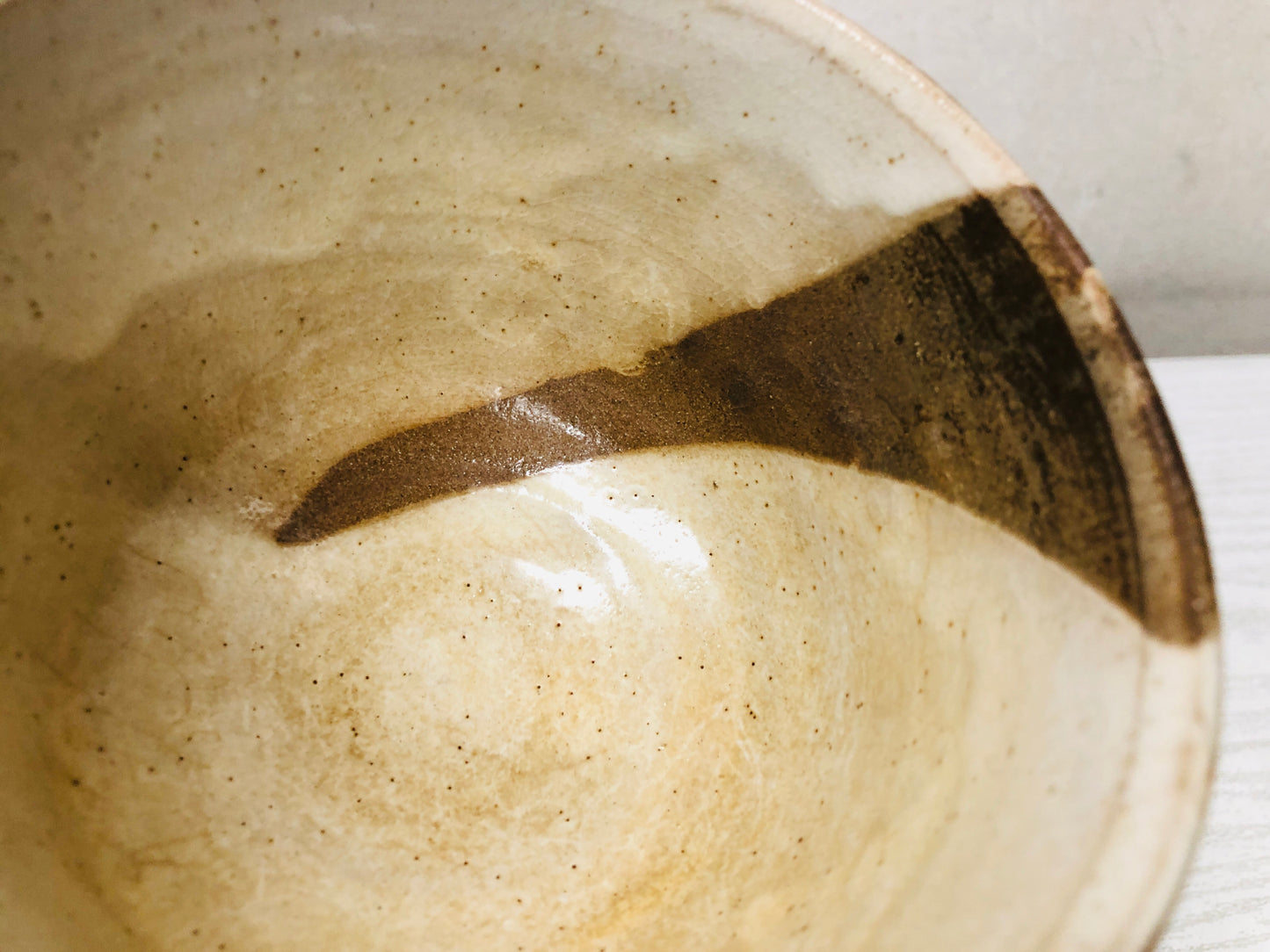 Y3723 CHAWAN Seto-ware signed box Kohiki Japan antique tea ceremony bowl cup