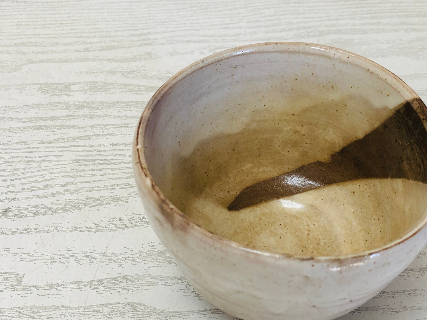 Y3723 CHAWAN Seto-ware signed box Kohiki Japan antique tea ceremony bowl cup